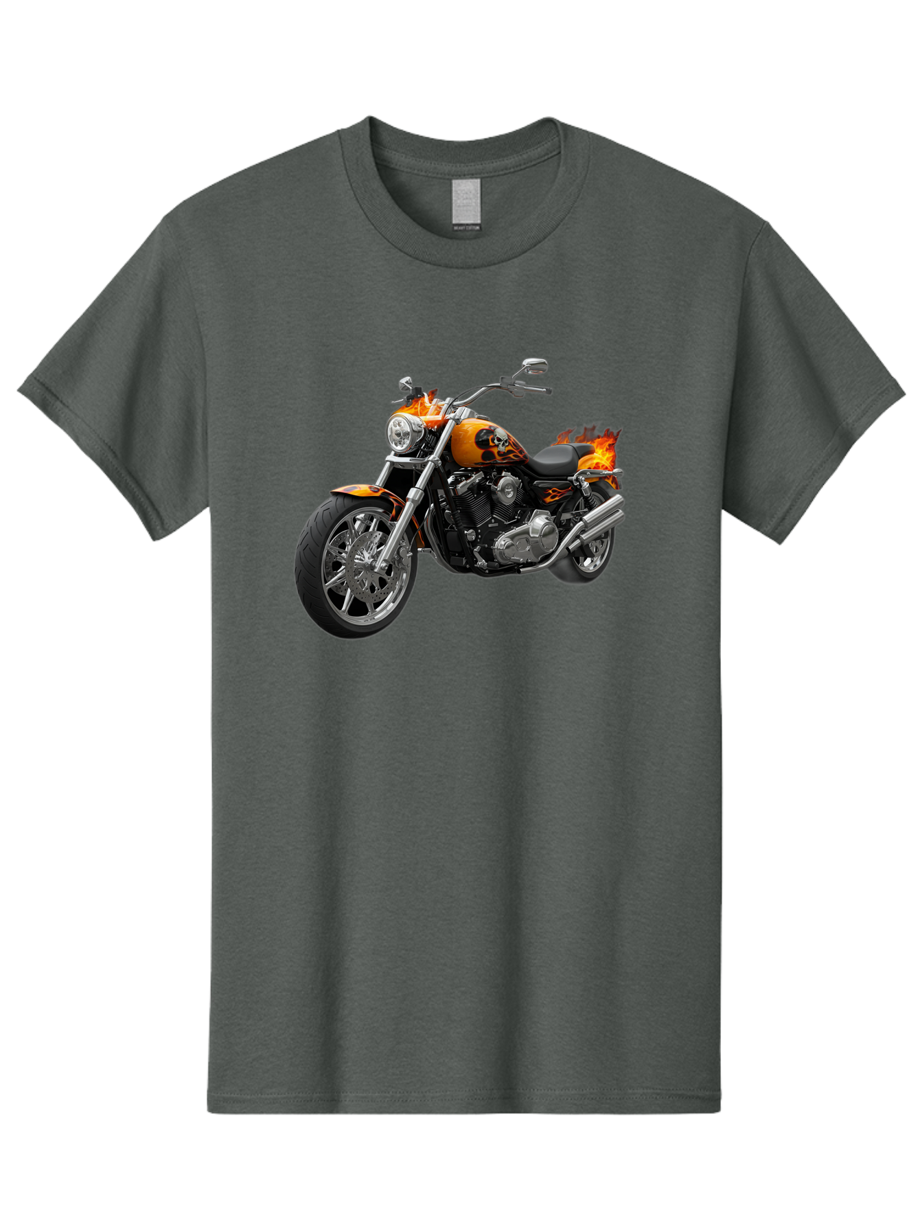 Flame-Painted-Motorcycle Men'S Graphic Tee, 100% Cotton, Comfortable Casual Summer Wear, Machine Washable, Vintage Camera, Old Camera, Antique Camera, Black Camera, Classic Photography, Photography Equipment, Nostalgic Device, Film Camera, Bao413