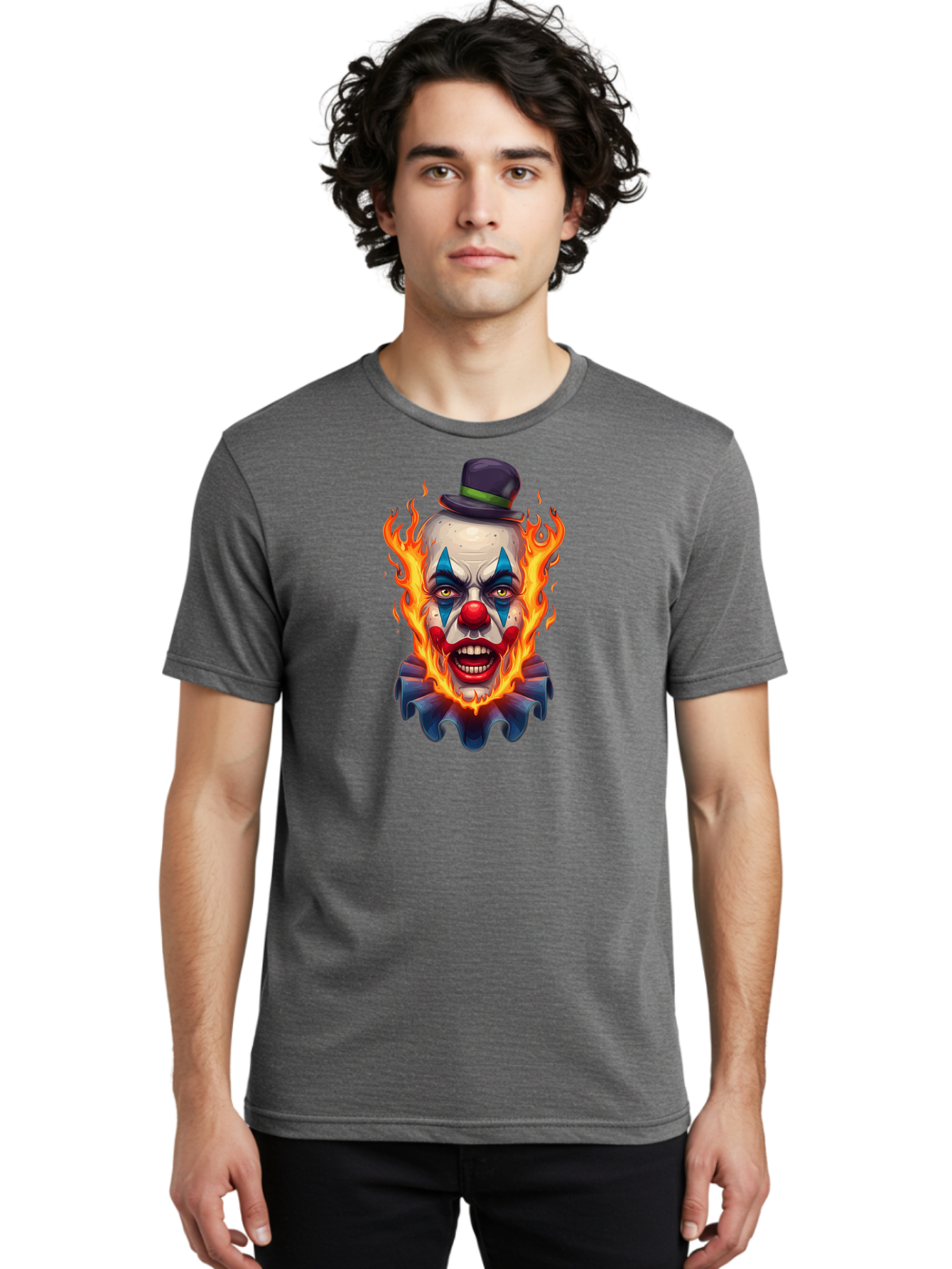 Flaming-Clown-Portrait Men'S Graphic Tee, 100% Cotton, Comfortable Casual Summer Wear, Machine Washable, Vintage Camera, Old Camera, Antique Camera, Black Camera, Classic Photography, Photography Equipment, Nostalgic Device, Film Camera, Bao414