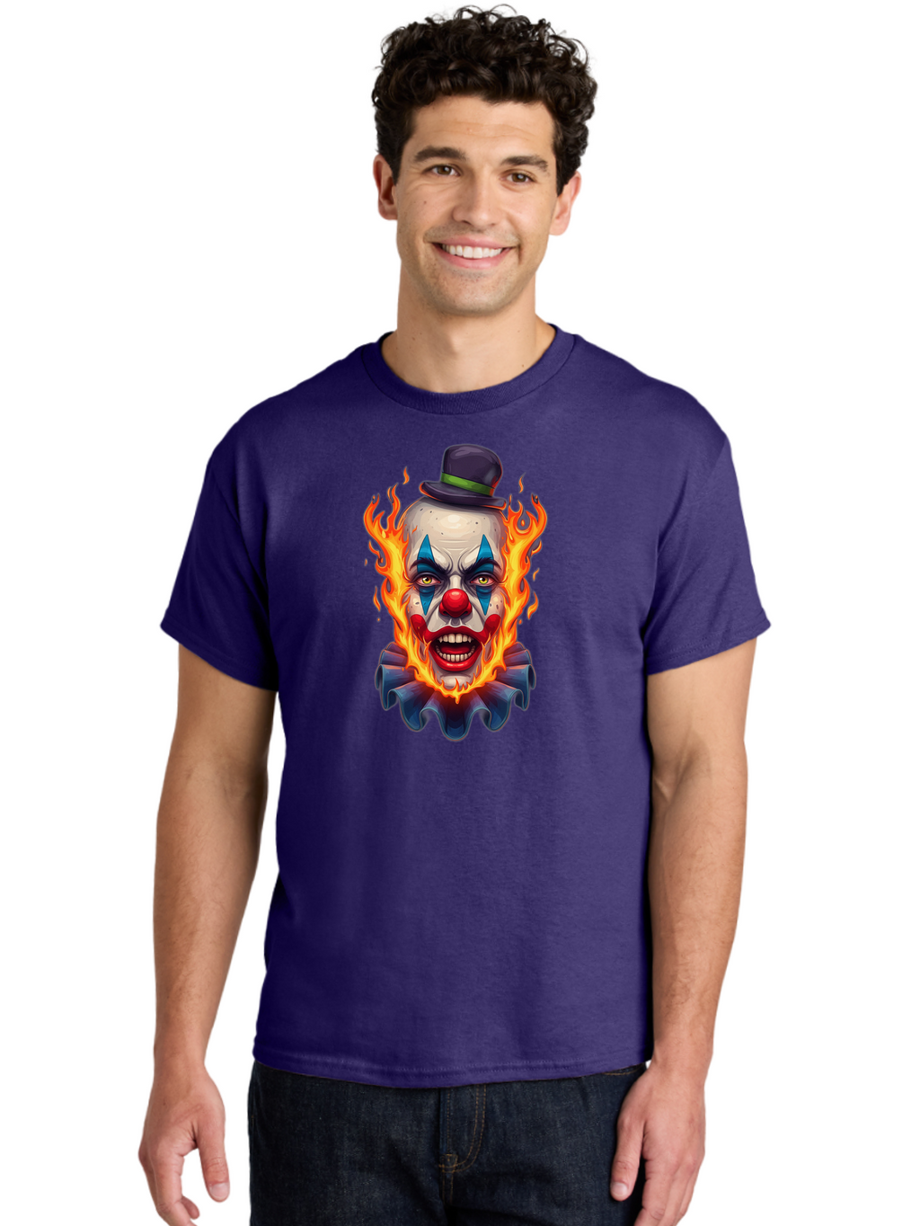 Flaming-Clown-Portrait Men'S Graphic Tee, 100% Cotton, Comfortable Casual Summer Wear, Machine Washable, Vintage Camera, Old Camera, Antique Camera, Black Camera, Classic Photography, Photography Equipment, Nostalgic Device, Film Camera, Bao414