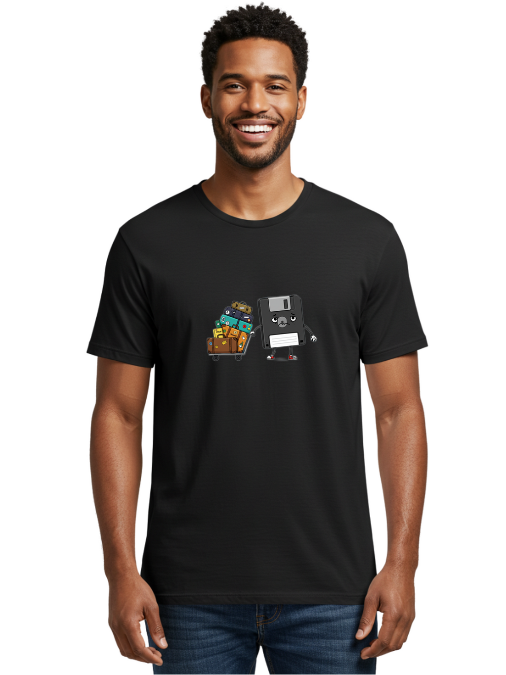 Floppy-Disk-1 Men'S Graphic Tee, 100% Cotton, Comfortable Casual Summer Wear, Machine Washable, Vintage Camera, Old Camera, Antique Camera, Black Camera, Classic Photography, Photography Equipment, Nostalgic Device, Film Camera, Camera Art Bao416