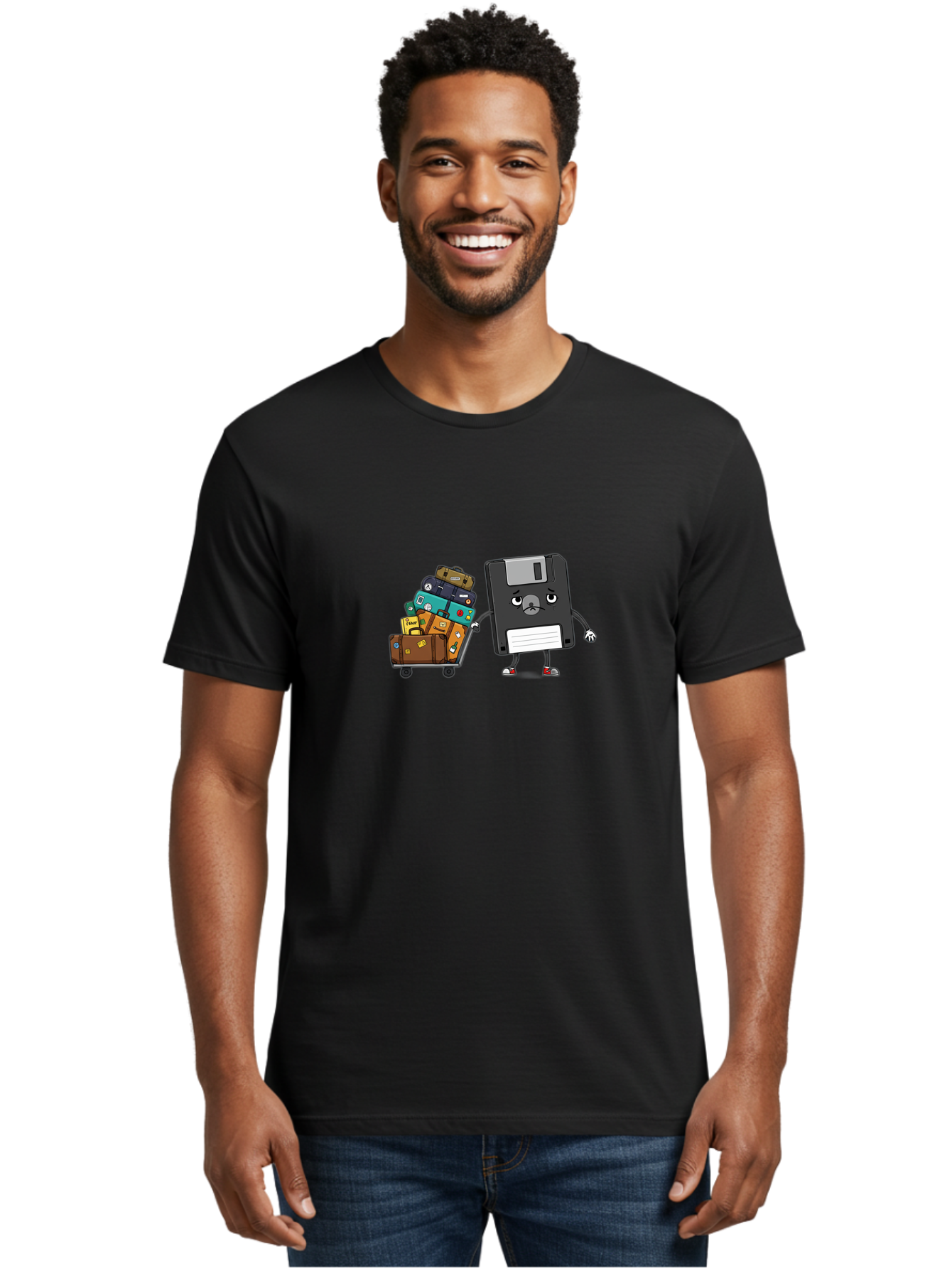 Floppy-Disk-1 Men'S Graphic Tee, 100% Cotton, Comfortable Casual Summer Wear, Machine Washable, Vintage Camera, Old Camera, Antique Camera, Black Camera, Classic Photography, Photography Equipment, Nostalgic Device, Film Camera, Camera Art Bao416