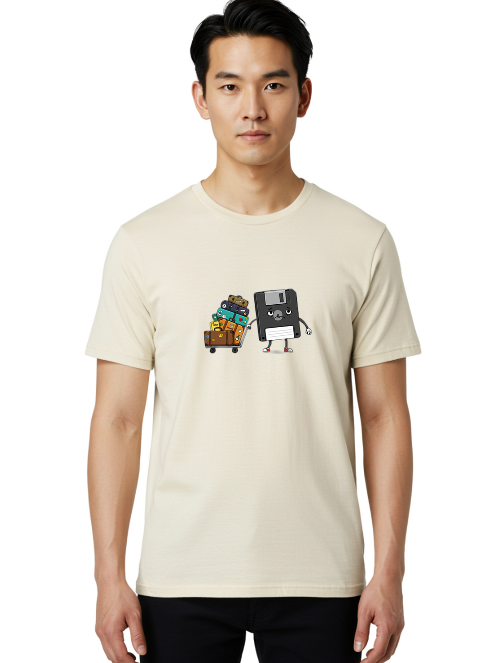 Floppy-Disk-1 Men'S Graphic Tee, 100% Cotton, Comfortable Casual Summer Wear, Machine Washable, Vintage Camera, Old Camera, Antique Camera, Black Camera, Classic Photography, Photography Equipment, Nostalgic Device, Film Camera, Camera Art Bao416