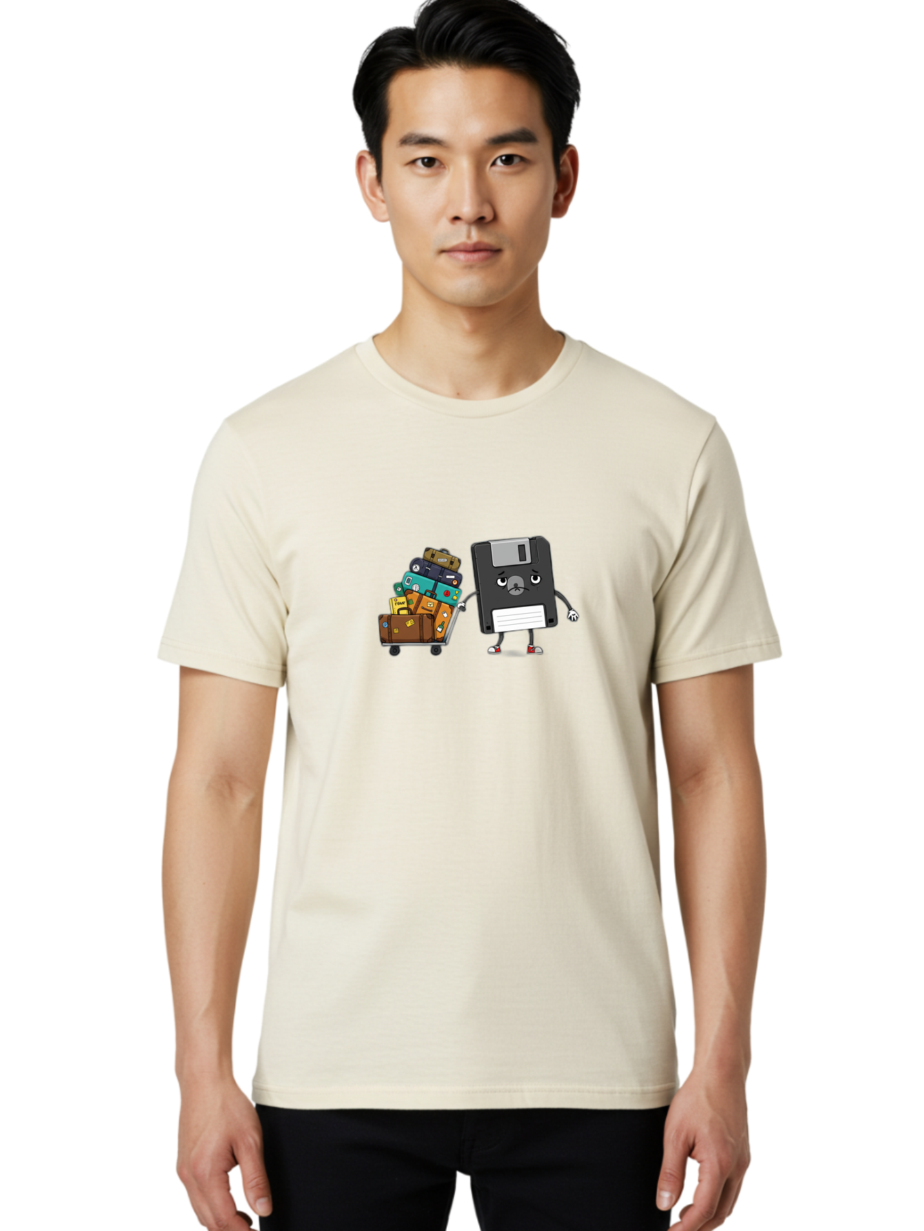 Floppy-Disk-1 Men'S Graphic Tee, 100% Cotton, Comfortable Casual Summer Wear, Machine Washable, Vintage Camera, Old Camera, Antique Camera, Black Camera, Classic Photography, Photography Equipment, Nostalgic Device, Film Camera, Camera Art Bao416