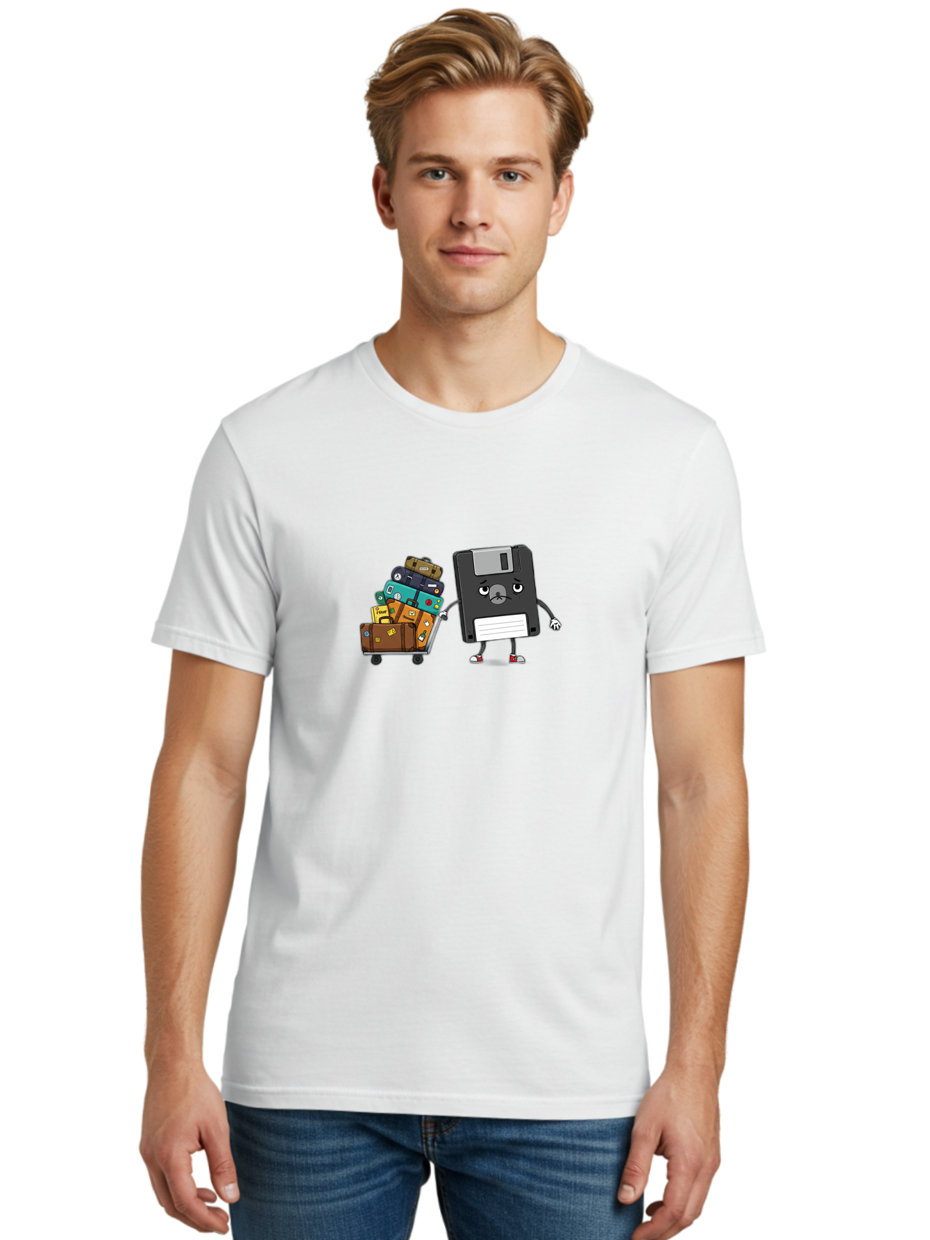 Floppy-Disk-1 Men'S Graphic Tee, 100% Cotton, Comfortable Casual Summer Wear, Machine Washable, Vintage Camera, Old Camera, Antique Camera, Black Camera, Classic Photography, Photography Equipment, Nostalgic Device, Film Camera, Camera Art Bao416