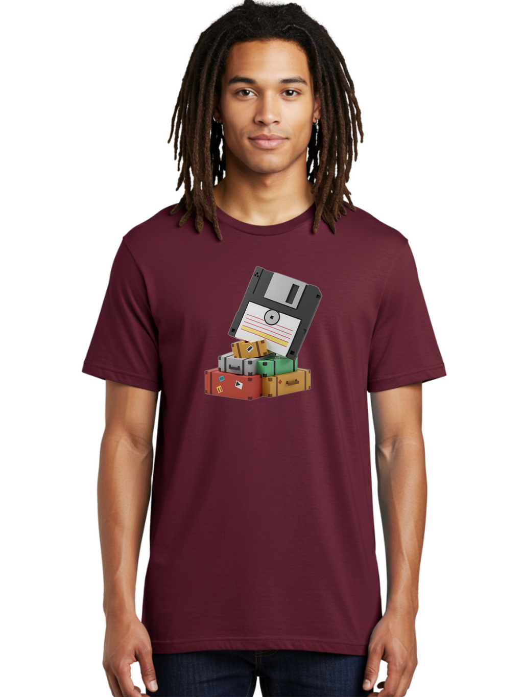 Floppy-Disk-2 Men'S Graphic Tee, 100% Cotton, Comfortable Casual Summer Wear, Machine Washable, Vintage Camera, Old Camera, Antique Camera, Black Camera, Classic Photography, Photography Equipment, Nostalgic Device, Film Camera, Camera Art Bao417