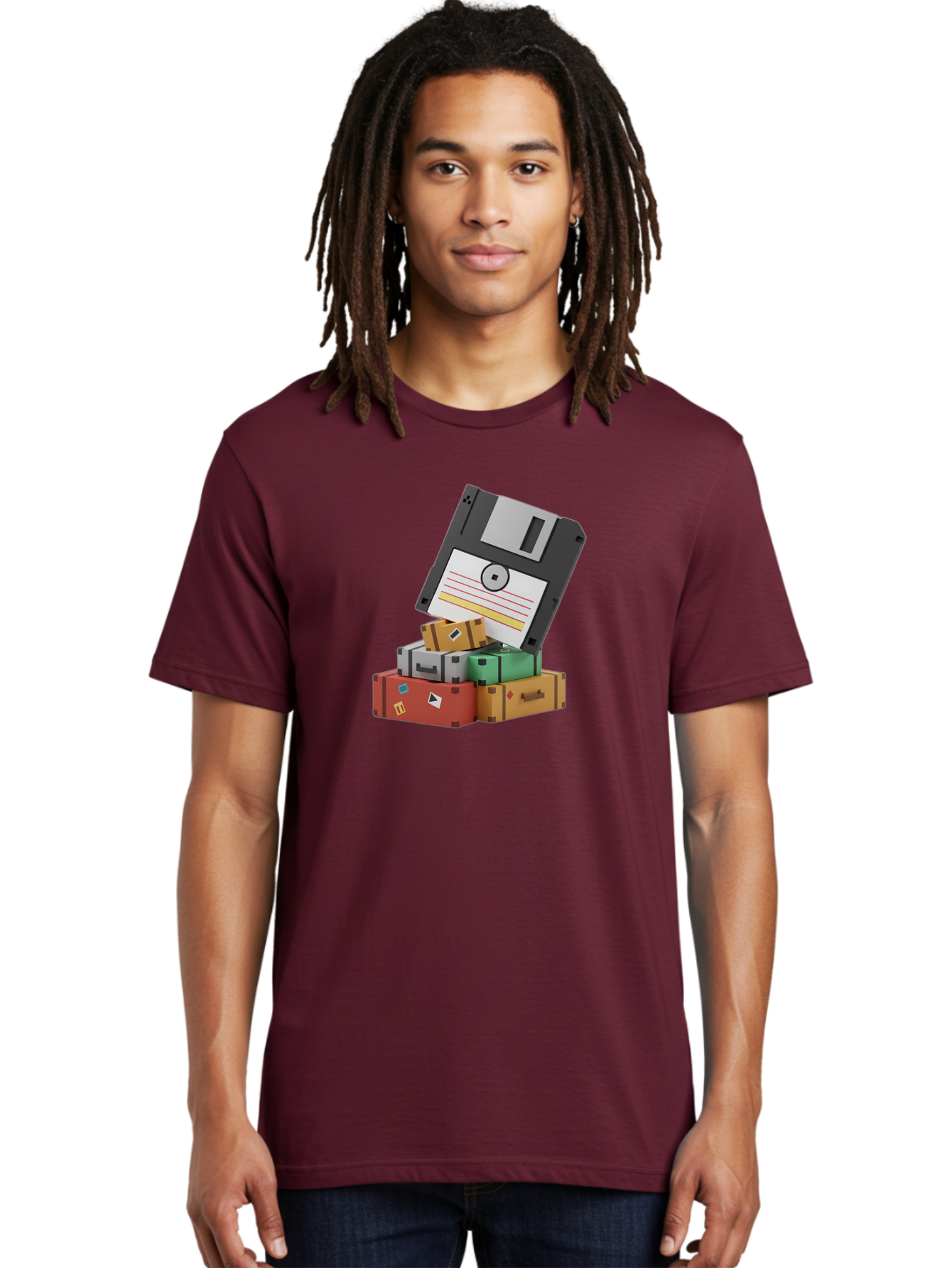 Floppy-Disk-2 Men'S Graphic Tee, 100% Cotton, Comfortable Casual Summer Wear, Machine Washable, Vintage Camera, Old Camera, Antique Camera, Black Camera, Classic Photography, Photography Equipment, Nostalgic Device, Film Camera, Camera Art Bao417