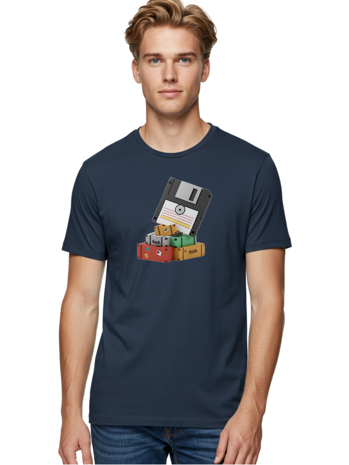 Floppy-Disk-2 Men'S Graphic Tee, 100% Cotton, Comfortable Casual Summer Wear, Machine Washable, Vintage Camera, Old Camera, Antique Camera, Black Camera, Classic Photography, Photography Equipment, Nostalgic Device, Film Camera, Camera Art Bao417