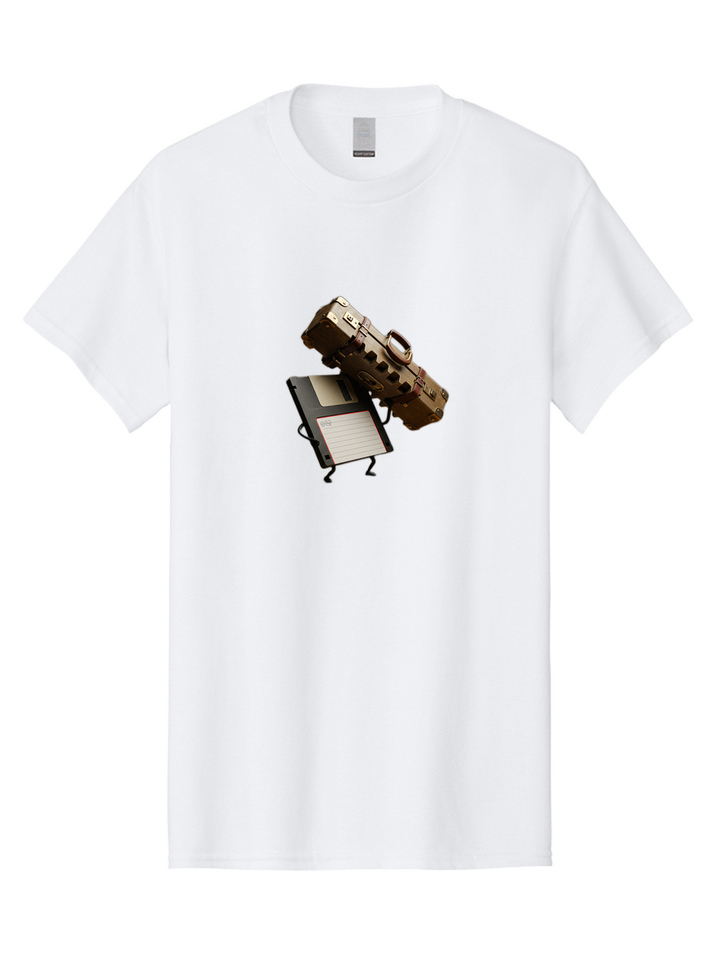 Floppy-Disk-And-Suitcase Men'S Graphic Tee, 100% Cotton, Comfortable Casual Summer Wear, Machine Washable, Vintage Camera, Old Camera, Antique Camera, Black Camera, Classic Photography, Photography Equipment, Nostalgic Device, Film Camera, Bao419