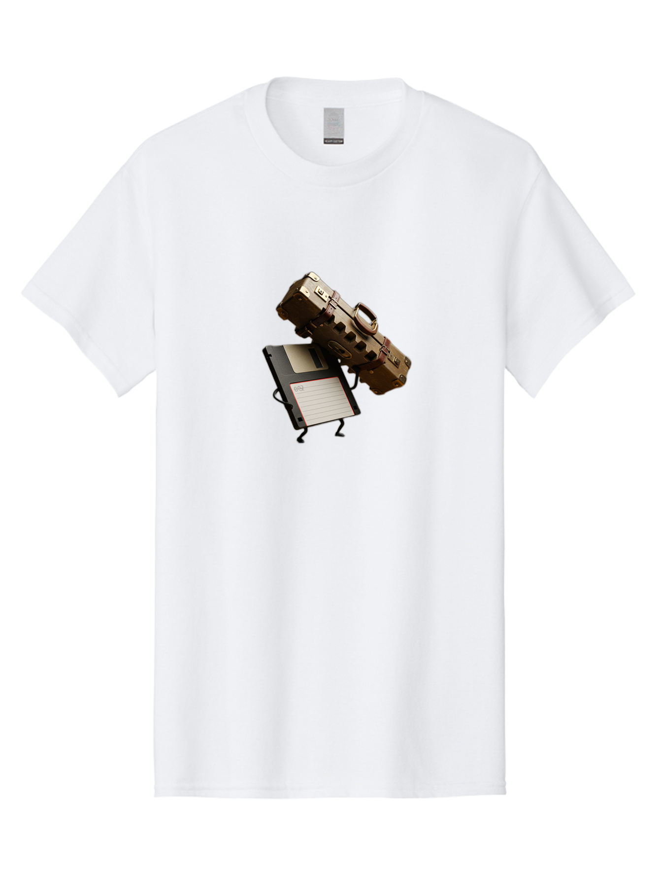 Floppy-Disk-And-Suitcase Men'S Graphic Tee, 100% Cotton, Comfortable Casual Summer Wear, Machine Washable, Vintage Camera, Old Camera, Antique Camera, Black Camera, Classic Photography, Photography Equipment, Nostalgic Device, Film Camera, Bao419