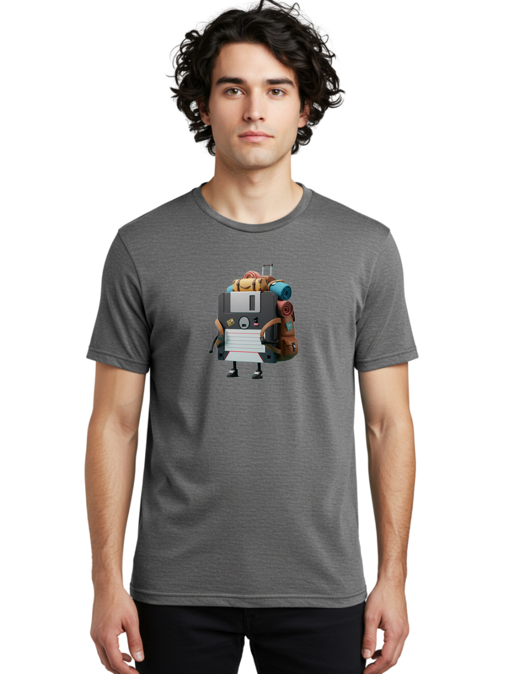 Floppy-Disk-Character Men'S Graphic Tee, 100% Cotton, Comfortable Casual Summer Wear, Machine Washable, Vintage Camera, Old Camera, Antique Camera, Black Camera, Classic Photography, Photography Equipment, Nostalgic Device, Film Camera, Bao420