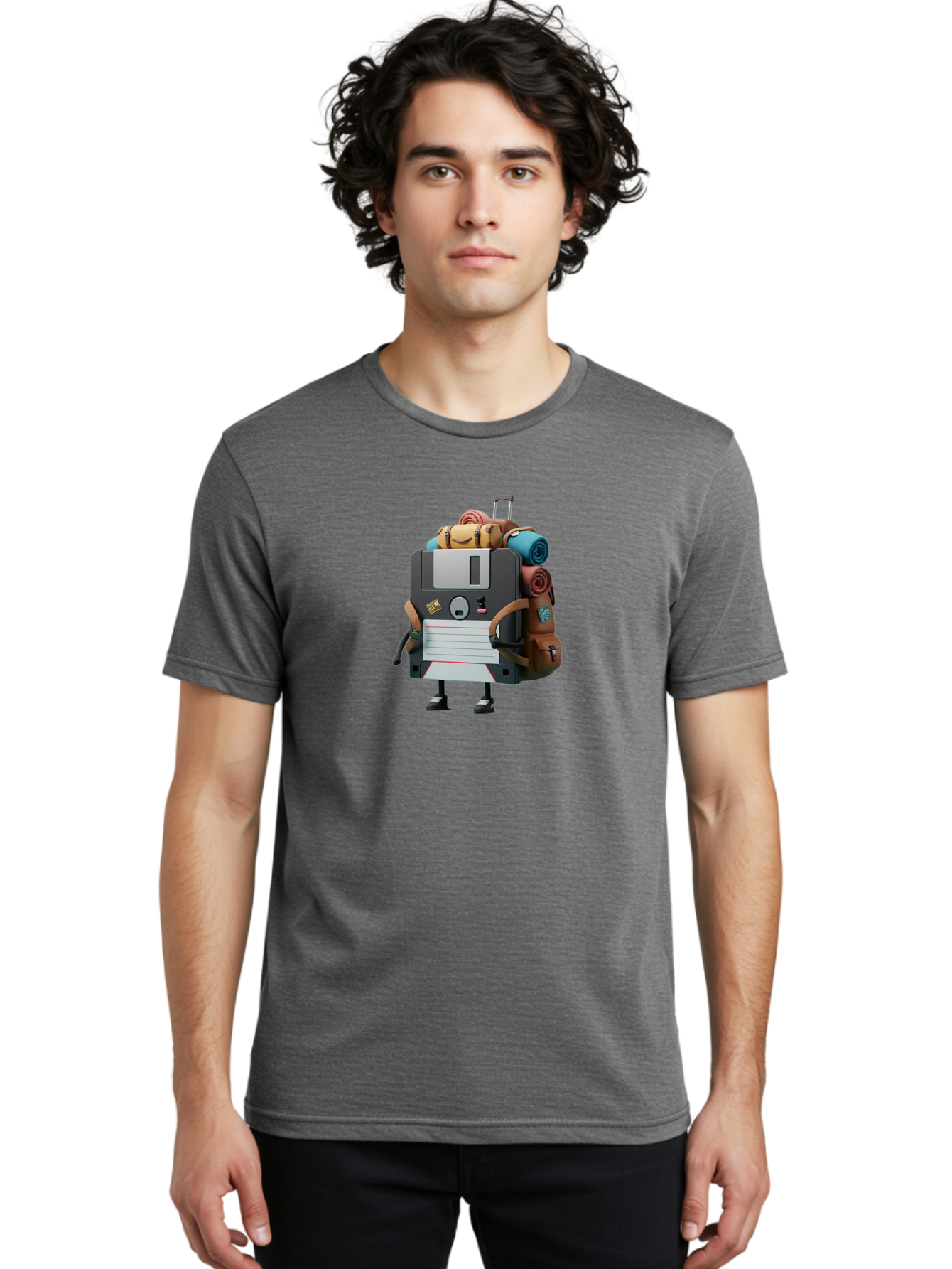 Floppy-Disk-Character Men'S Graphic Tee, 100% Cotton, Comfortable Casual Summer Wear, Machine Washable, Vintage Camera, Old Camera, Antique Camera, Black Camera, Classic Photography, Photography Equipment, Nostalgic Device, Film Camera, Bao420