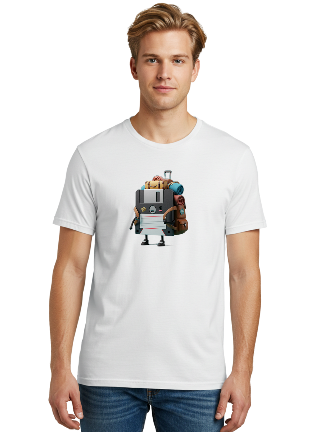 Floppy-Disk-Character Men'S Graphic Tee, 100% Cotton, Comfortable Casual Summer Wear, Machine Washable, Vintage Camera, Old Camera, Antique Camera, Black Camera, Classic Photography, Photography Equipment, Nostalgic Device, Film Camera, Bao420