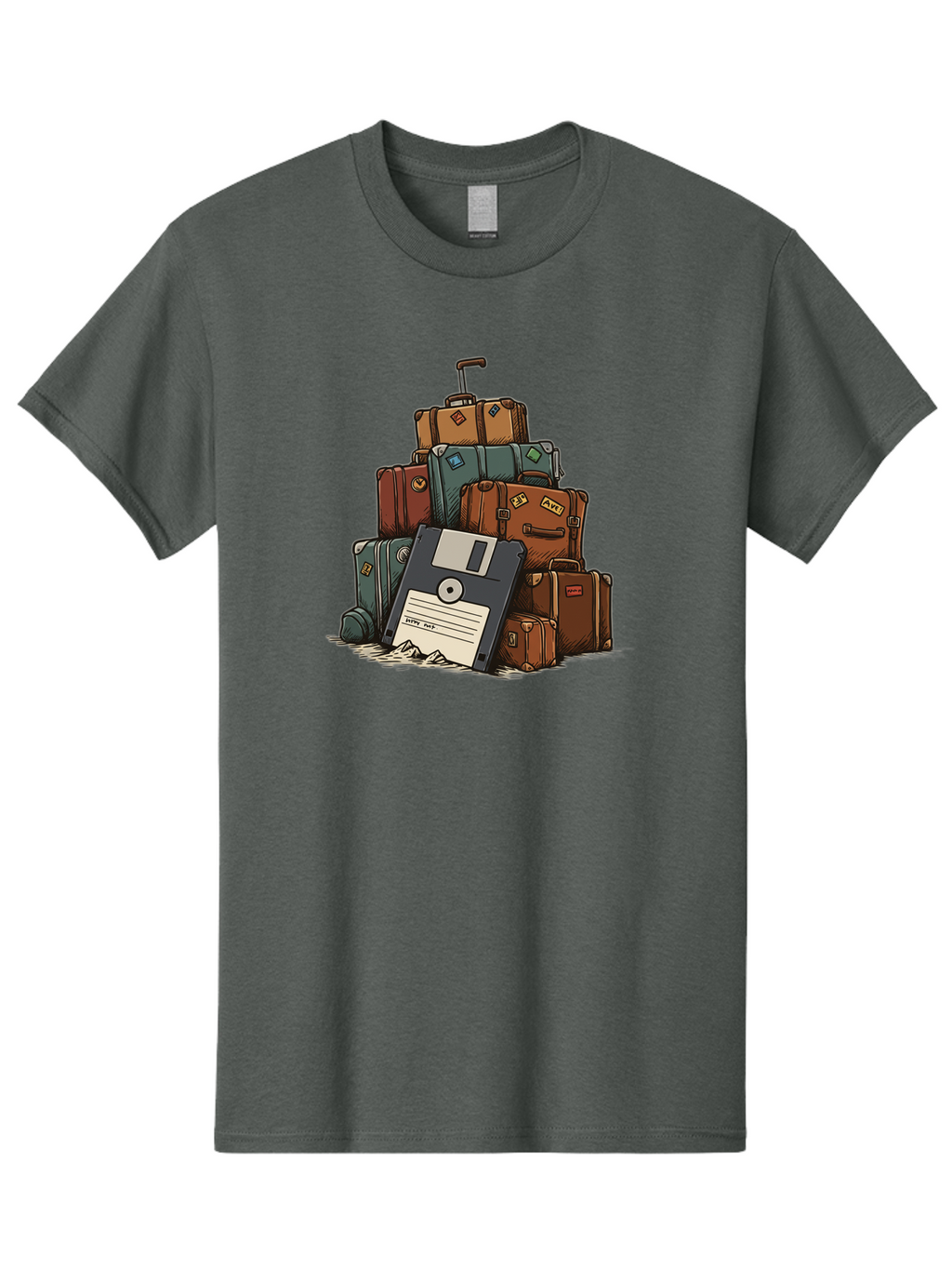 Floppy-Disk-Luggage Men'S Graphic Tee, 100% Cotton, Comfortable Casual Summer Wear, Machine Washable, Vintage Camera, Old Camera, Antique Camera, Black Camera, Classic Photography, Photography Equipment, Nostalgic Device, Film Camera, Bao422