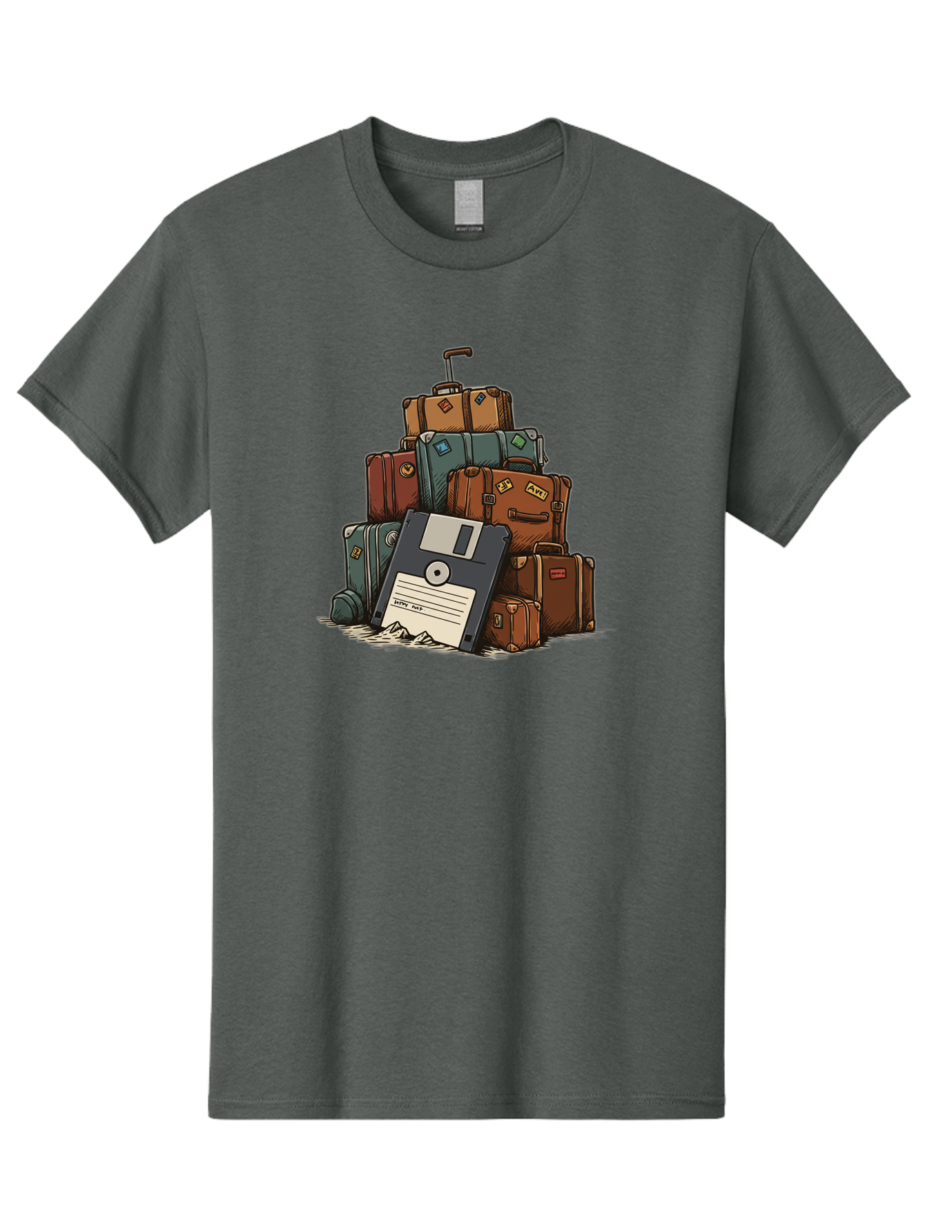 Floppy-Disk-Luggage Men'S Graphic Tee, 100% Cotton, Comfortable Casual Summer Wear, Machine Washable, Vintage Camera, Old Camera, Antique Camera, Black Camera, Classic Photography, Photography Equipment, Nostalgic Device, Film Camera, Bao422