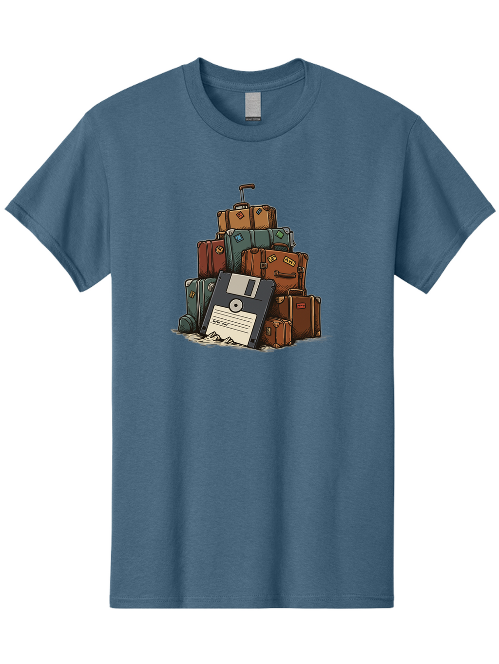 Floppy-Disk-Luggage Men'S Graphic Tee, 100% Cotton, Comfortable Casual Summer Wear, Machine Washable, Vintage Camera, Old Camera, Antique Camera, Black Camera, Classic Photography, Photography Equipment, Nostalgic Device, Film Camera, Bao422