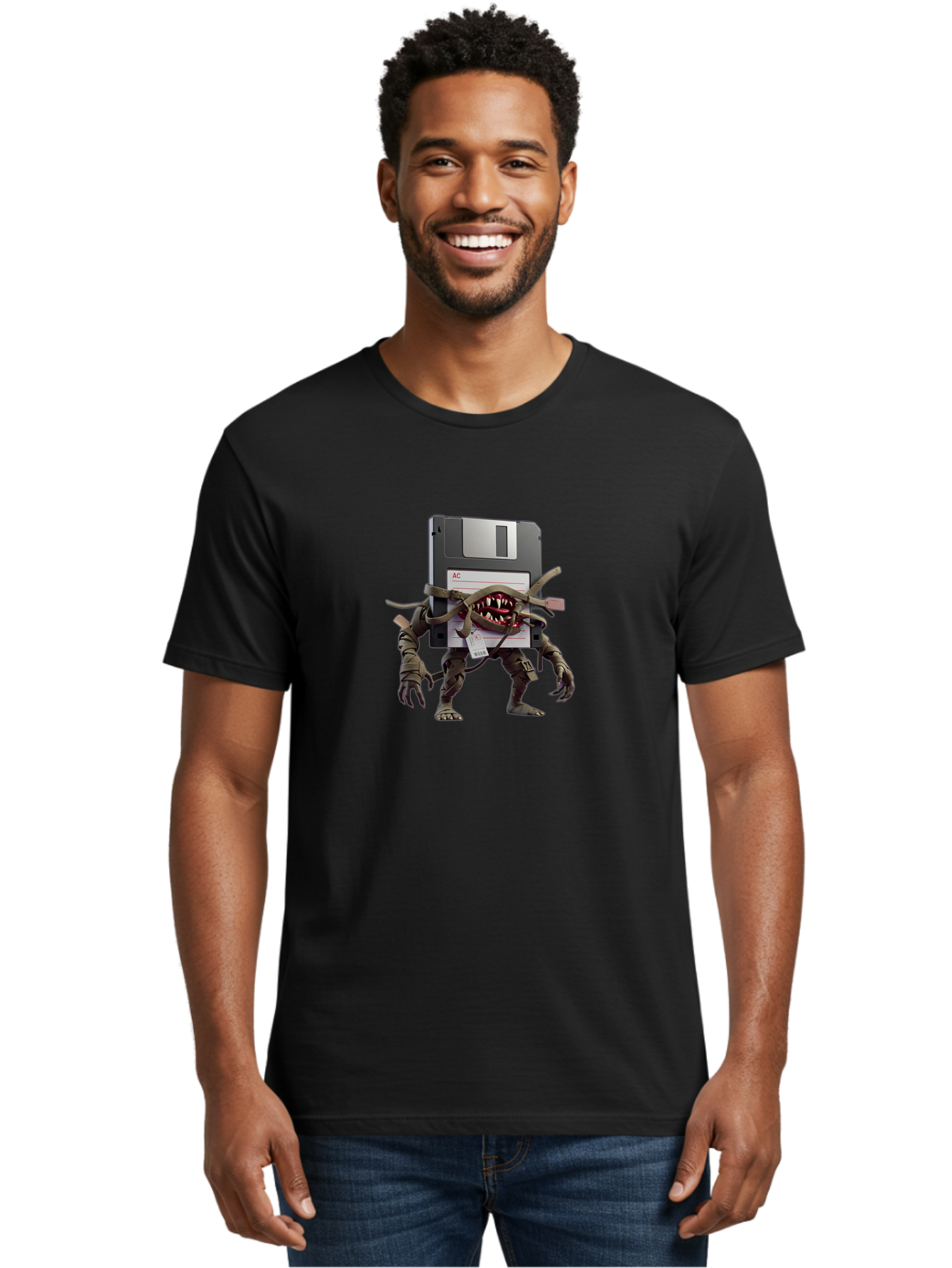 Floppy-Disk-Monster Men'S Graphic Tee, 100% Cotton, Comfortable Casual Summer Wear, Machine Washable, Vintage Camera, Old Camera, Antique Camera, Black Camera, Classic Photography, Photography Equipment, Nostalgic Device, Film Camera, Bao423