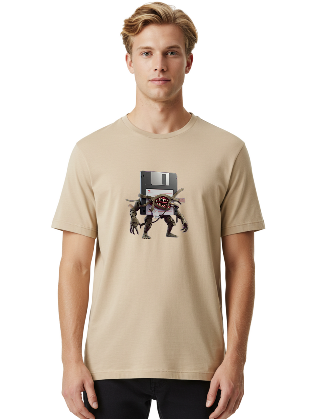 Floppy-Disk-Monster Men'S Graphic Tee, 100% Cotton, Comfortable Casual Summer Wear, Machine Washable, Vintage Camera, Old Camera, Antique Camera, Black Camera, Classic Photography, Photography Equipment, Nostalgic Device, Film Camera, Bao423