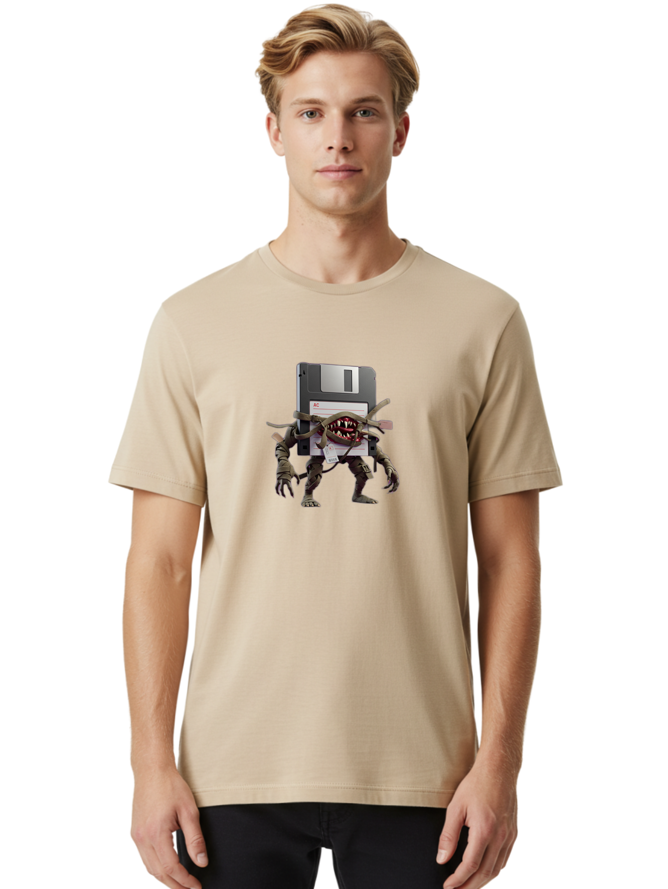 Floppy-Disk-Monster Men'S Graphic Tee, 100% Cotton, Comfortable Casual Summer Wear, Machine Washable, Vintage Camera, Old Camera, Antique Camera, Black Camera, Classic Photography, Photography Equipment, Nostalgic Device, Film Camera, Bao423