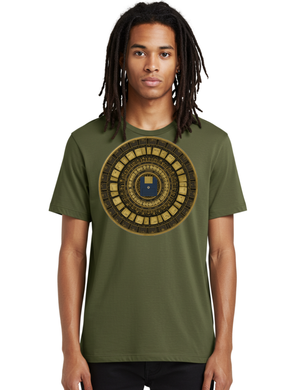 Floppy-Disk-Spiral Men'S Graphic Tee, 100% Cotton, Comfortable Casual Summer Wear, Machine Washable, Vintage Camera, Old Camera, Antique Camera, Black Camera, Classic Photography, Photography Equipment, Nostalgic Device, Film Camera, Bao425
