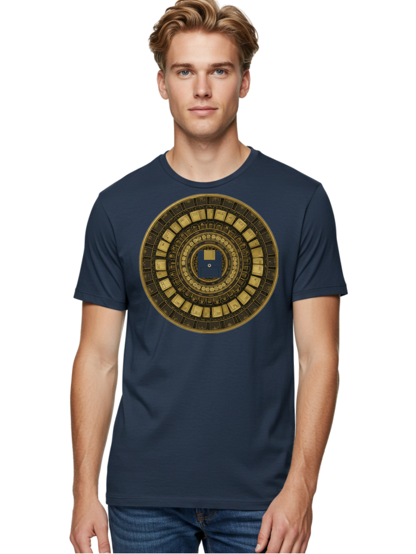 Floppy-Disk-Spiral Men'S Graphic Tee, 100% Cotton, Comfortable Casual Summer Wear, Machine Washable, Vintage Camera, Old Camera, Antique Camera, Black Camera, Classic Photography, Photography Equipment, Nostalgic Device, Film Camera, Bao425