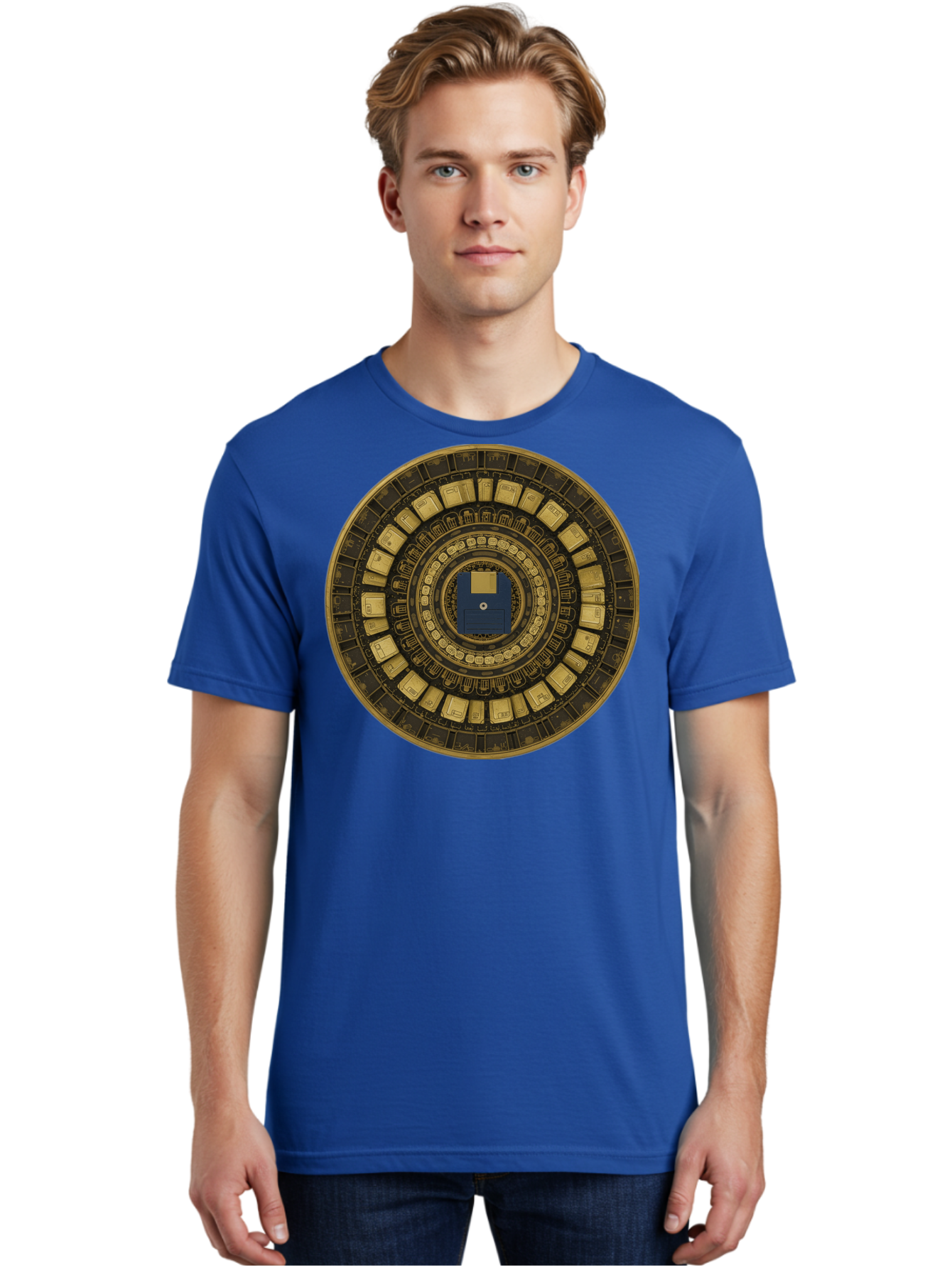 Floppy-Disk-Spiral Men'S Graphic Tee, 100% Cotton, Comfortable Casual Summer Wear, Machine Washable, Vintage Camera, Old Camera, Antique Camera, Black Camera, Classic Photography, Photography Equipment, Nostalgic Device, Film Camera, Bao425