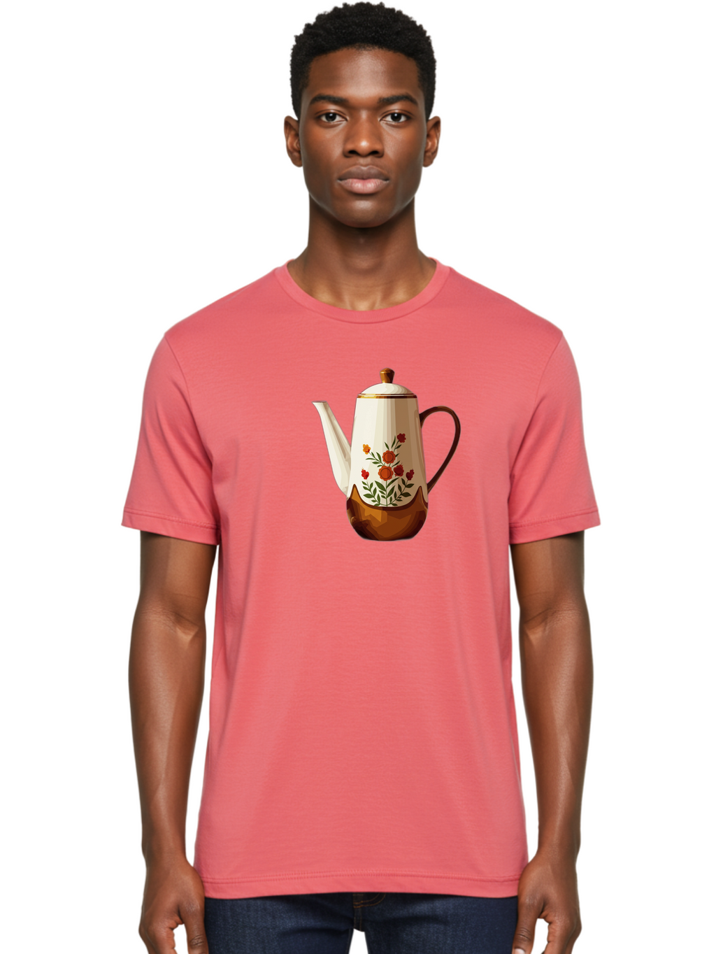 Floral-Coffee-Pot Men'S Graphic Tee, 100% Cotton, Comfortable Casual Summer Wear, Machine Washable, Vintage Camera, Old Camera, Antique Camera, Black Camera, Classic Photography, Photography Equipment, Nostalgic Device, Film Camera, Camera Art Bao428