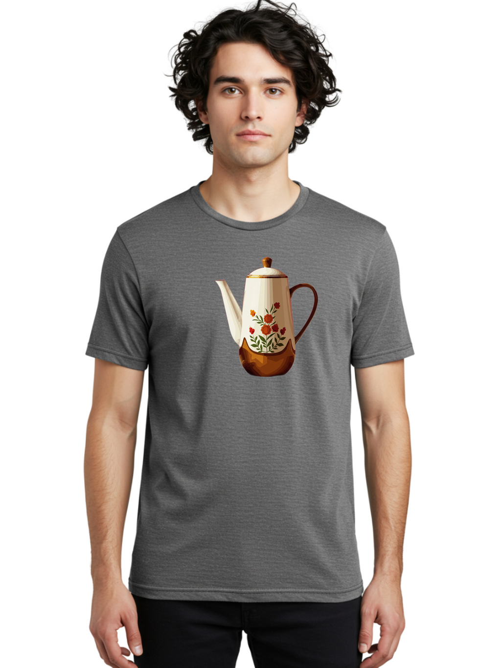 Floral-Coffee-Pot Men'S Graphic Tee, 100% Cotton, Comfortable Casual Summer Wear, Machine Washable, Vintage Camera, Old Camera, Antique Camera, Black Camera, Classic Photography, Photography Equipment, Nostalgic Device, Film Camera, Camera Art Bao428