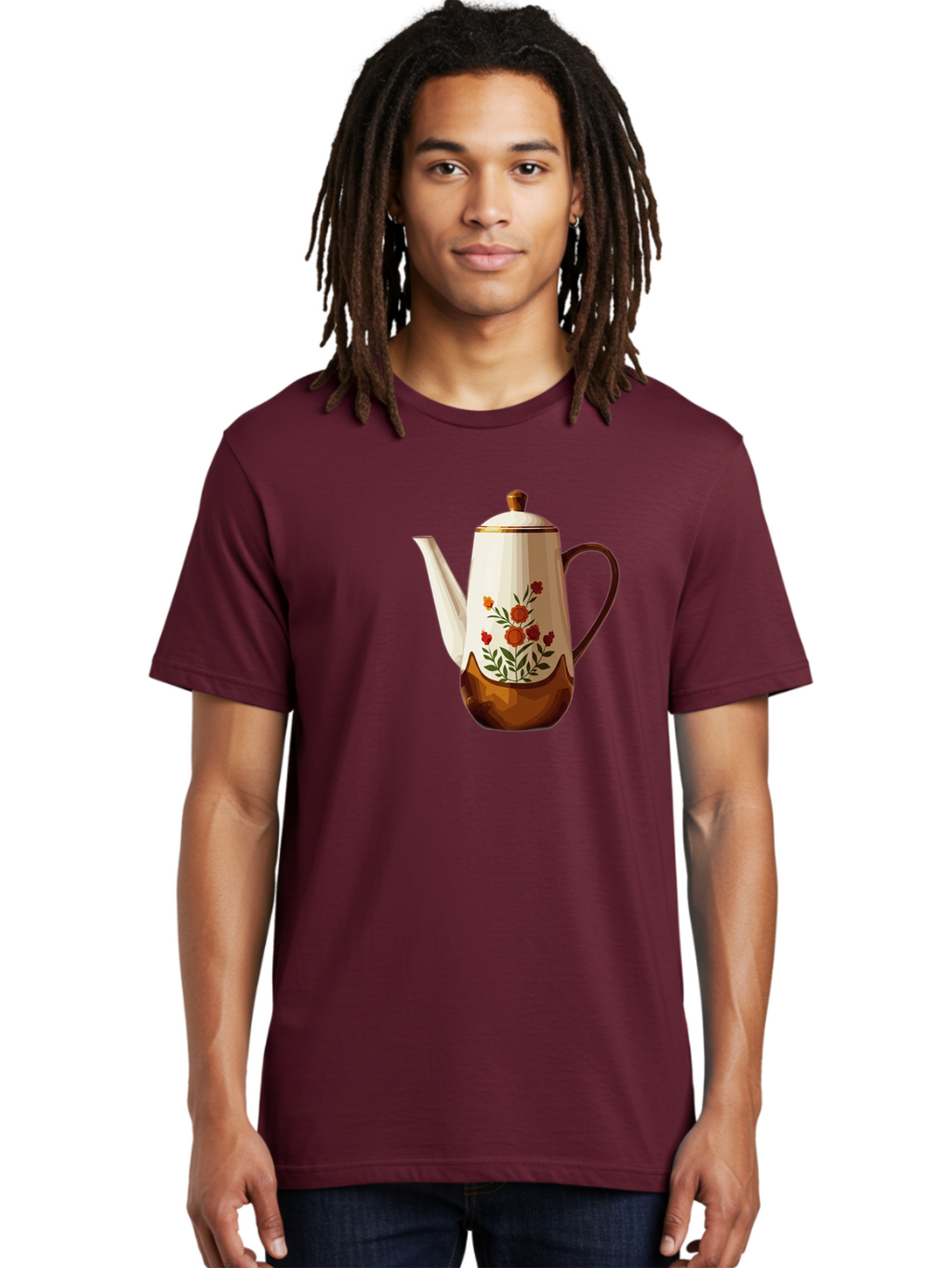 Floral-Coffee-Pot Men'S Graphic Tee, 100% Cotton, Comfortable Casual Summer Wear, Machine Washable, Vintage Camera, Old Camera, Antique Camera, Black Camera, Classic Photography, Photography Equipment, Nostalgic Device, Film Camera, Camera Art Bao428