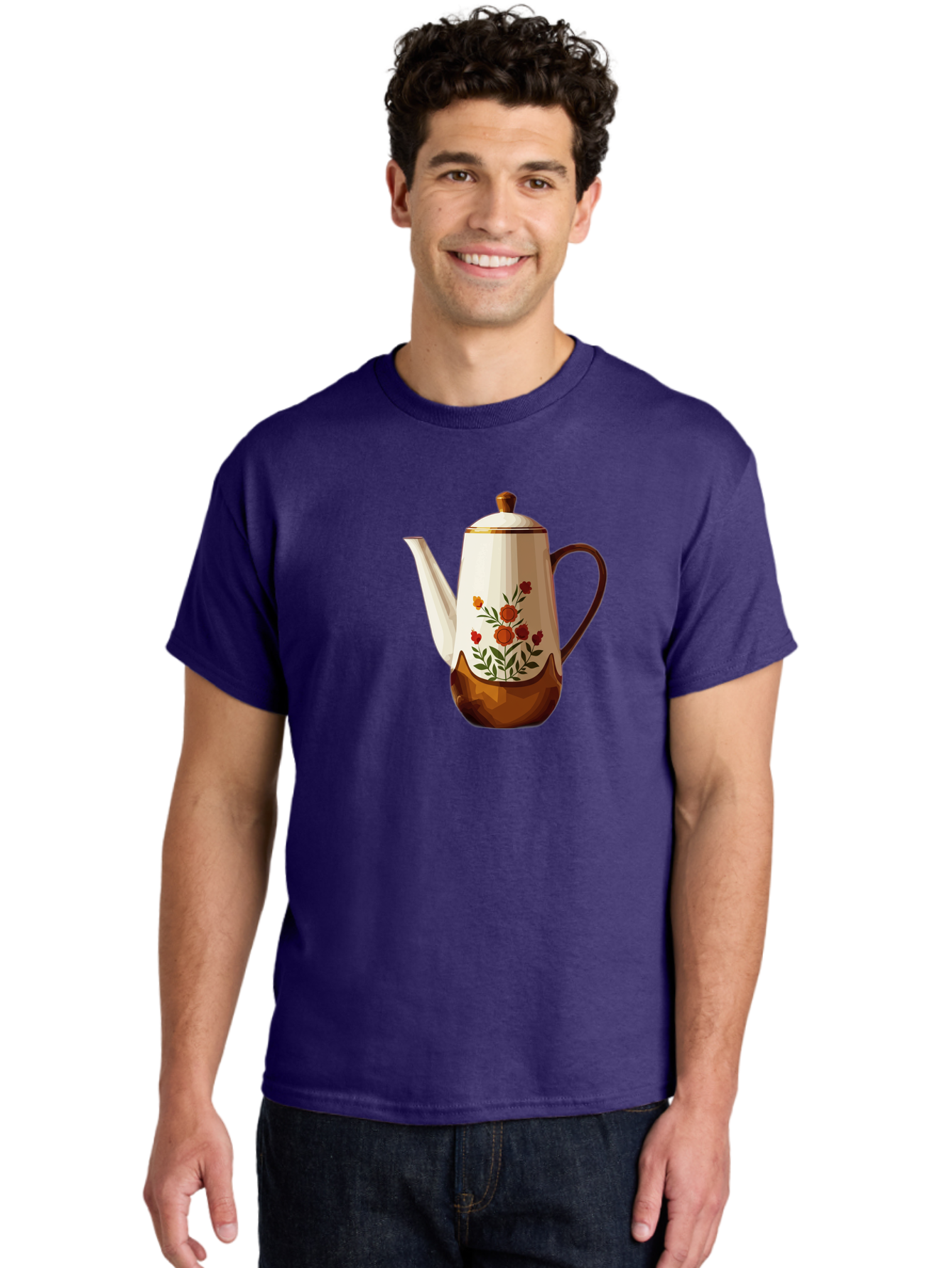 Floral-Coffee-Pot Men'S Graphic Tee, 100% Cotton, Comfortable Casual Summer Wear, Machine Washable, Vintage Camera, Old Camera, Antique Camera, Black Camera, Classic Photography, Photography Equipment, Nostalgic Device, Film Camera, Camera Art Bao428