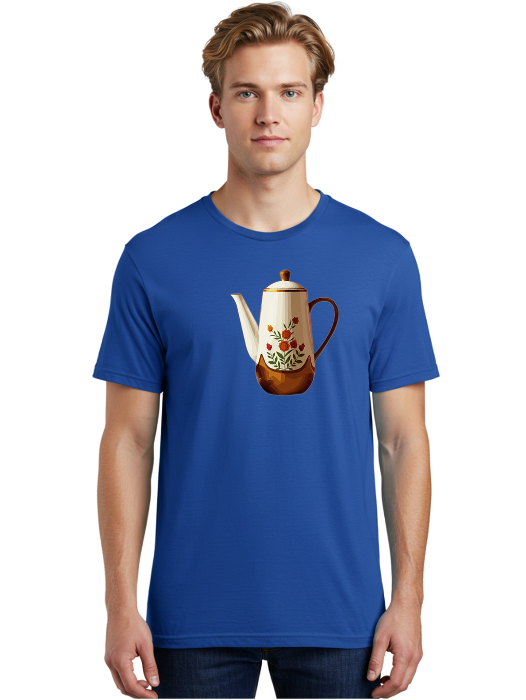 Floral-Coffee-Pot Men'S Graphic Tee, 100% Cotton, Comfortable Casual Summer Wear, Machine Washable, Vintage Camera, Old Camera, Antique Camera, Black Camera, Classic Photography, Photography Equipment, Nostalgic Device, Film Camera, Camera Art Bao428