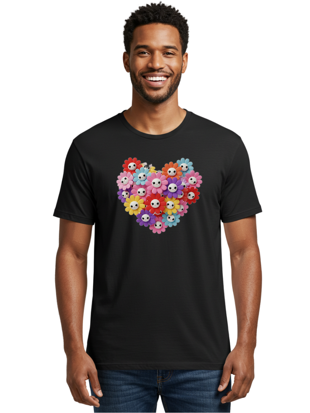 Flower-Faces-Heart Men'S Graphic Tee, 100% Cotton, Comfortable Casual Summer Wear, Machine Washable, Vintage Camera, Old Camera, Antique Camera, Black Camera, Classic Photography, Photography Equipment, Nostalgic Device, Film Camera, Bao432