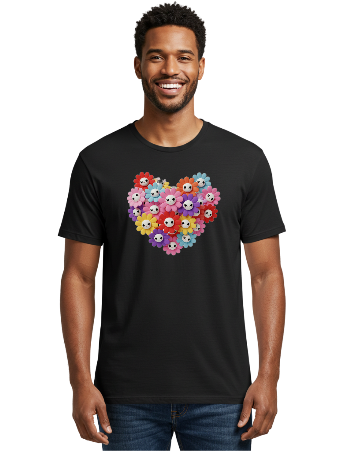 Flower-Faces-Heart Men'S Graphic Tee, 100% Cotton, Comfortable Casual Summer Wear, Machine Washable, Vintage Camera, Old Camera, Antique Camera, Black Camera, Classic Photography, Photography Equipment, Nostalgic Device, Film Camera, Bao432