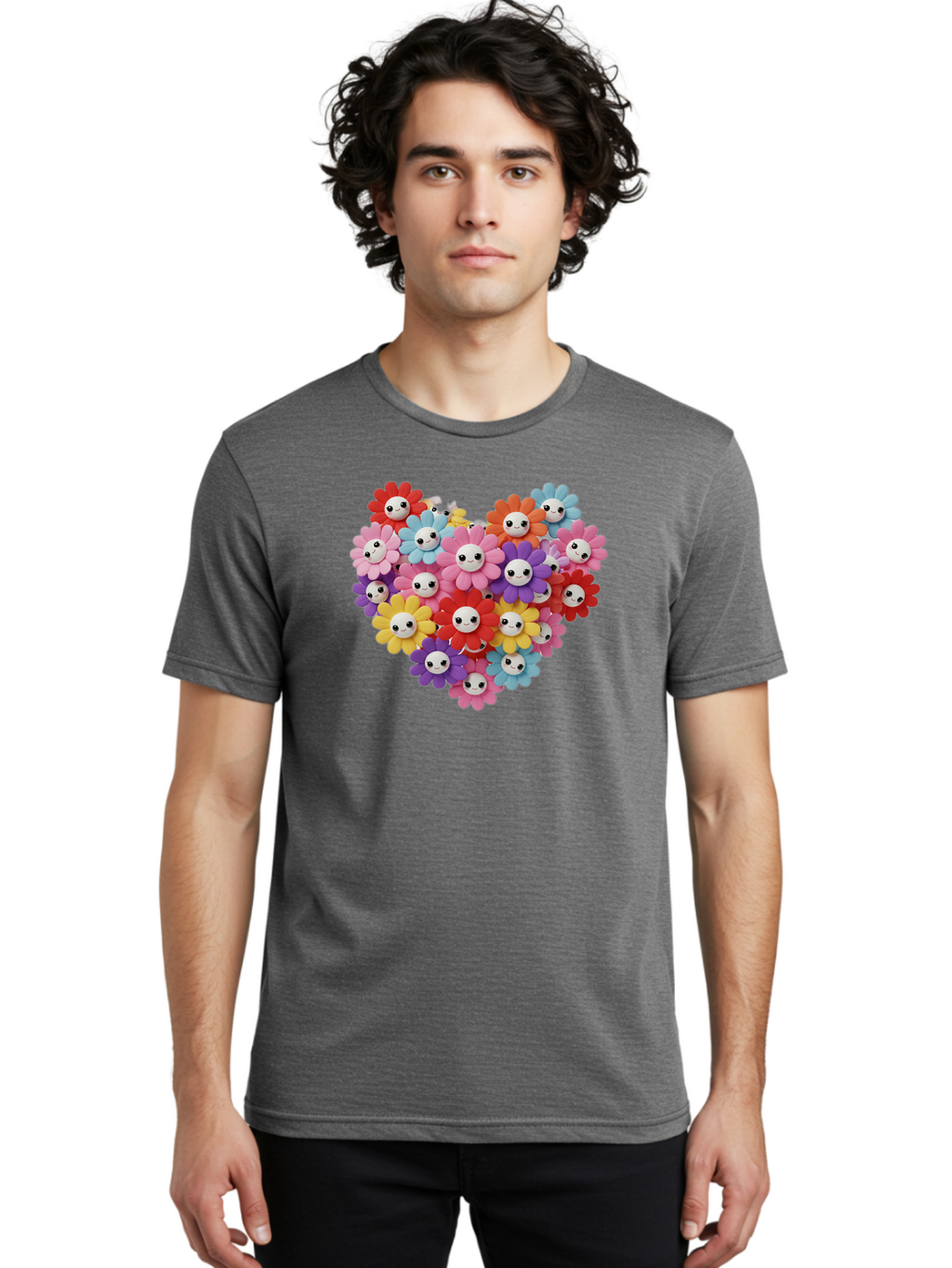 Flower-Faces-Heart Men'S Graphic Tee, 100% Cotton, Comfortable Casual Summer Wear, Machine Washable, Vintage Camera, Old Camera, Antique Camera, Black Camera, Classic Photography, Photography Equipment, Nostalgic Device, Film Camera, Bao432