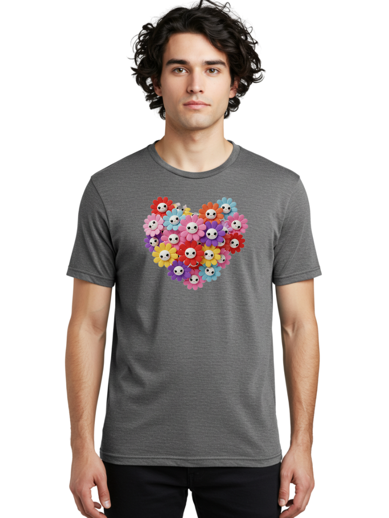 Flower-Faces-Heart Men'S Graphic Tee, 100% Cotton, Comfortable Casual Summer Wear, Machine Washable, Vintage Camera, Old Camera, Antique Camera, Black Camera, Classic Photography, Photography Equipment, Nostalgic Device, Film Camera, Bao432