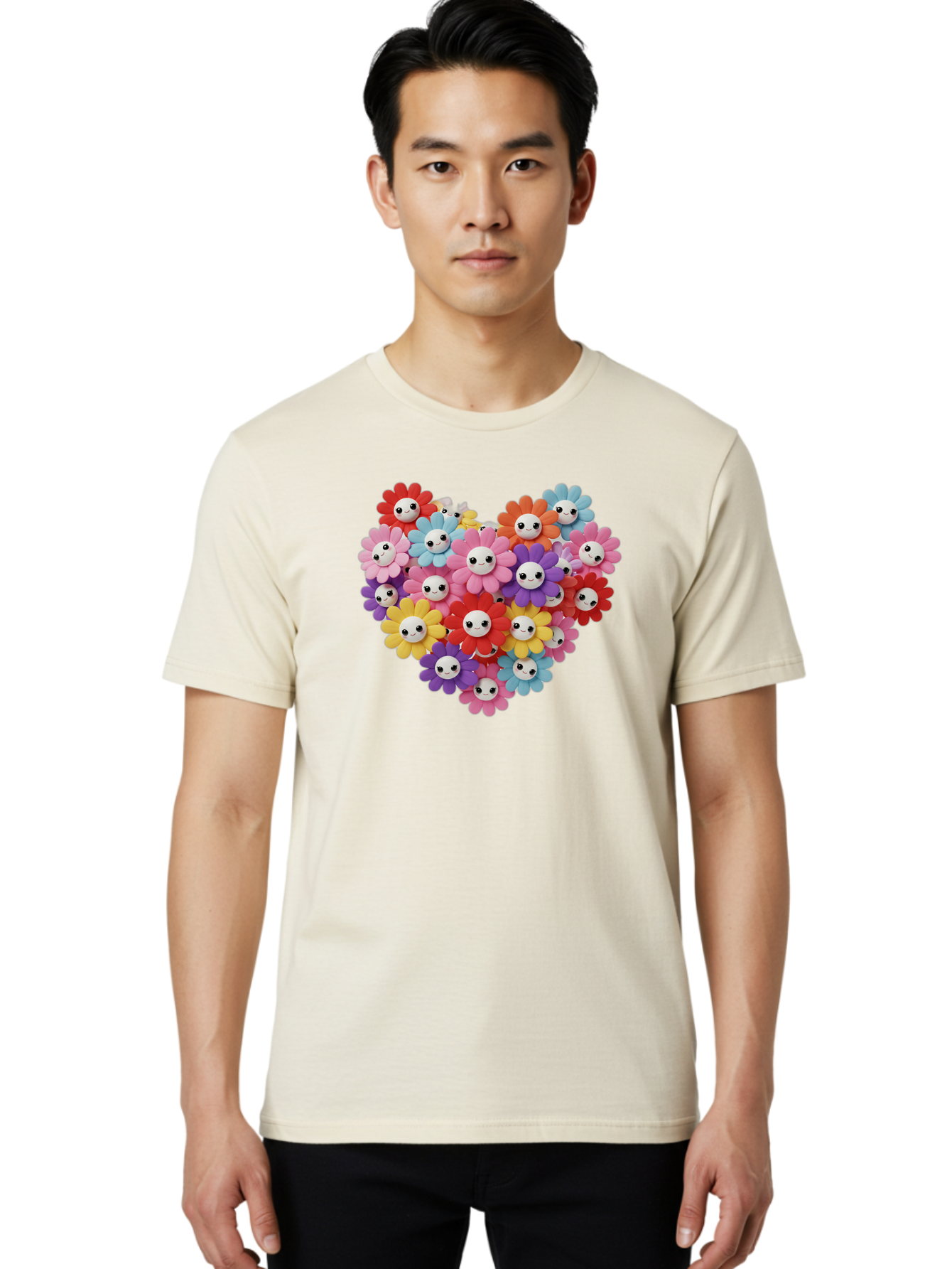 Flower-Faces-Heart Men'S Graphic Tee, 100% Cotton, Comfortable Casual Summer Wear, Machine Washable, Vintage Camera, Old Camera, Antique Camera, Black Camera, Classic Photography, Photography Equipment, Nostalgic Device, Film Camera, Bao432