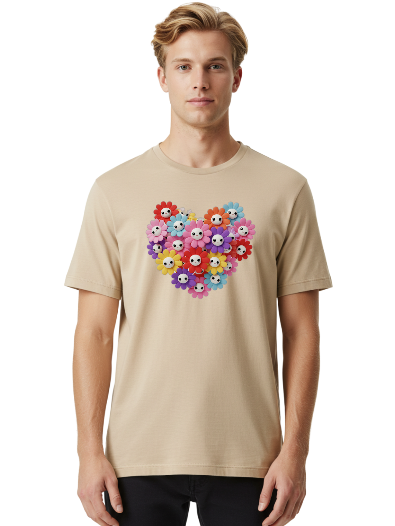 Flower-Faces-Heart Men'S Graphic Tee, 100% Cotton, Comfortable Casual Summer Wear, Machine Washable, Vintage Camera, Old Camera, Antique Camera, Black Camera, Classic Photography, Photography Equipment, Nostalgic Device, Film Camera, Bao432