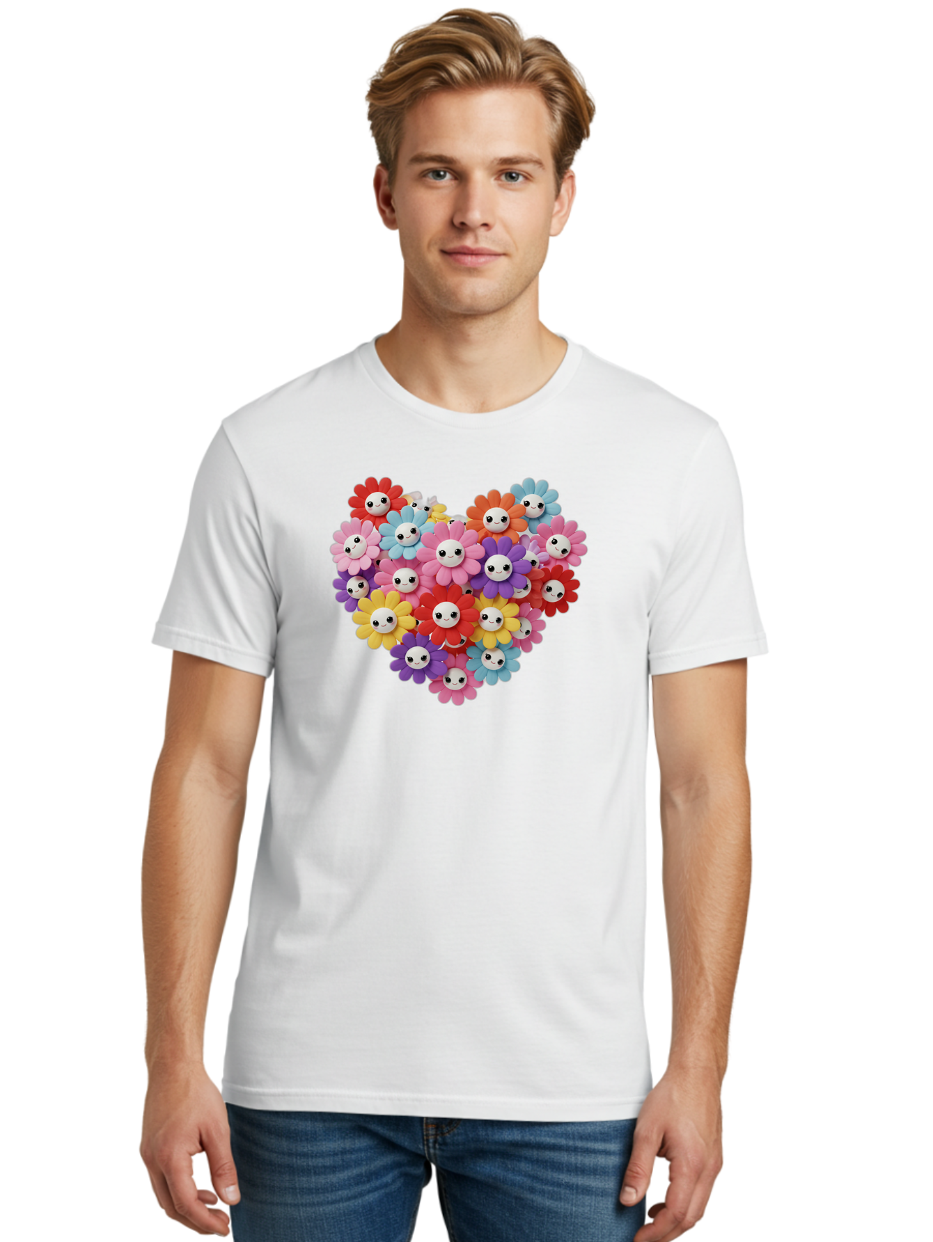 Flower-Faces-Heart Men'S Graphic Tee, 100% Cotton, Comfortable Casual Summer Wear, Machine Washable, Vintage Camera, Old Camera, Antique Camera, Black Camera, Classic Photography, Photography Equipment, Nostalgic Device, Film Camera, Bao432