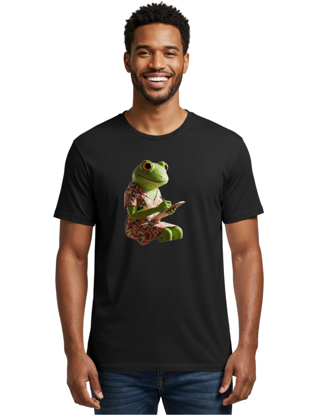 Frog-In-Floral-Dress Men'S Graphic Tee, 100% Cotton, Comfortable Casual Summer Wear, Machine Washable, Vintage Camera, Old Camera, Antique Camera, Black Camera, Classic Photography, Photography Equipment, Nostalgic Device, Film Camera, Bao440