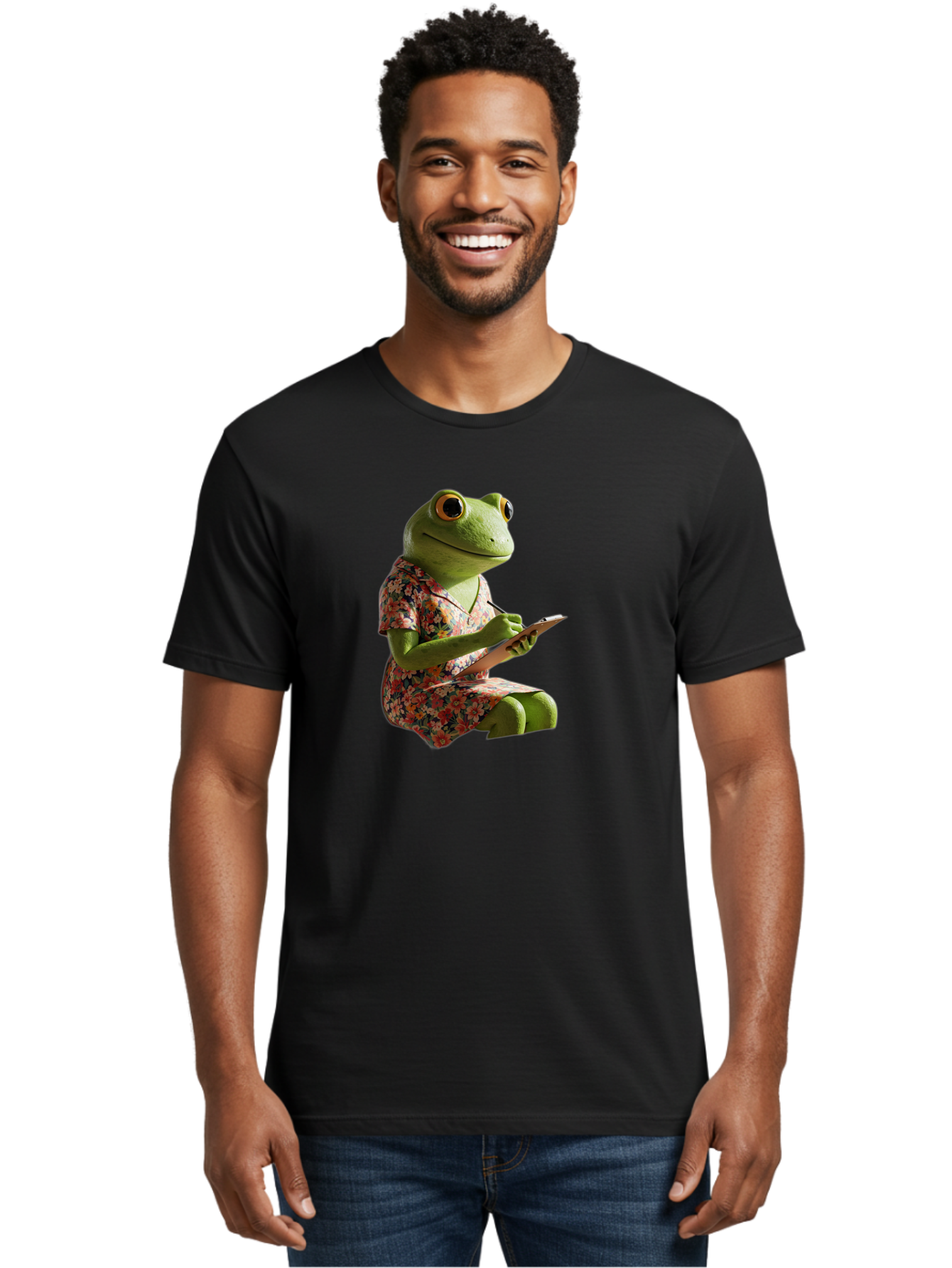 Frog-In-Floral-Dress Men'S Graphic Tee, 100% Cotton, Comfortable Casual Summer Wear, Machine Washable, Vintage Camera, Old Camera, Antique Camera, Black Camera, Classic Photography, Photography Equipment, Nostalgic Device, Film Camera, Bao440