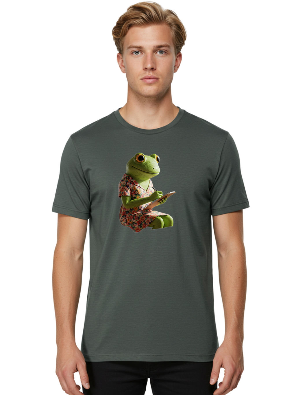 Frog-In-Floral-Dress Men'S Graphic Tee, 100% Cotton, Comfortable Casual Summer Wear, Machine Washable, Vintage Camera, Old Camera, Antique Camera, Black Camera, Classic Photography, Photography Equipment, Nostalgic Device, Film Camera, Bao440