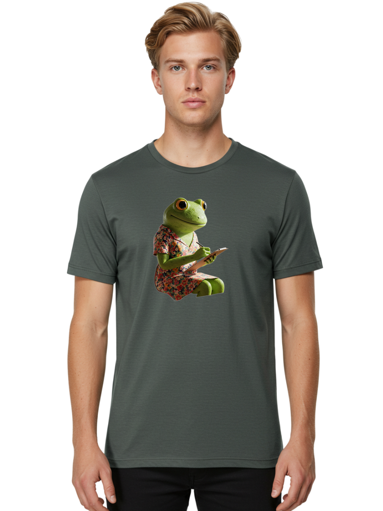 Frog-In-Floral-Dress Men'S Graphic Tee, 100% Cotton, Comfortable Casual Summer Wear, Machine Washable, Vintage Camera, Old Camera, Antique Camera, Black Camera, Classic Photography, Photography Equipment, Nostalgic Device, Film Camera, Bao440
