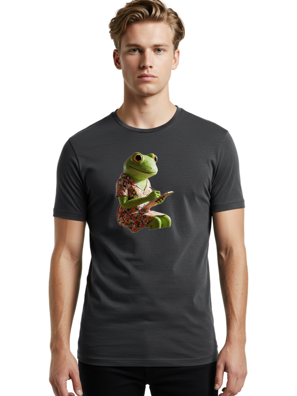 Frog-In-Floral-Dress Men'S Graphic Tee, 100% Cotton, Comfortable Casual Summer Wear, Machine Washable, Vintage Camera, Old Camera, Antique Camera, Black Camera, Classic Photography, Photography Equipment, Nostalgic Device, Film Camera, Bao440