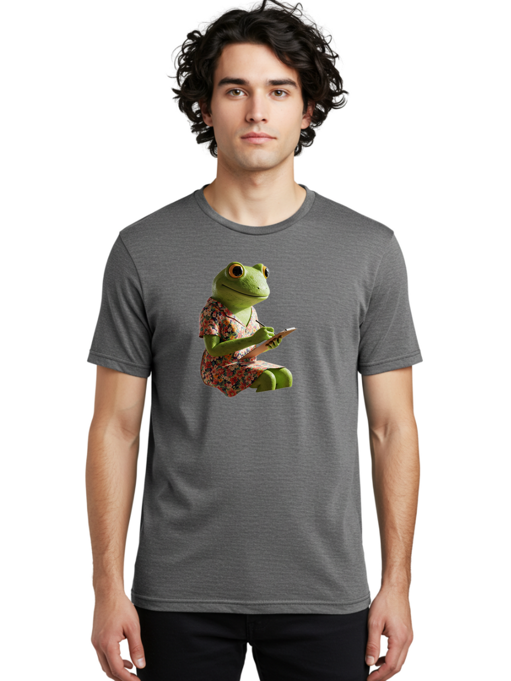 Frog-In-Floral-Dress Men'S Graphic Tee, 100% Cotton, Comfortable Casual Summer Wear, Machine Washable, Vintage Camera, Old Camera, Antique Camera, Black Camera, Classic Photography, Photography Equipment, Nostalgic Device, Film Camera, Bao440