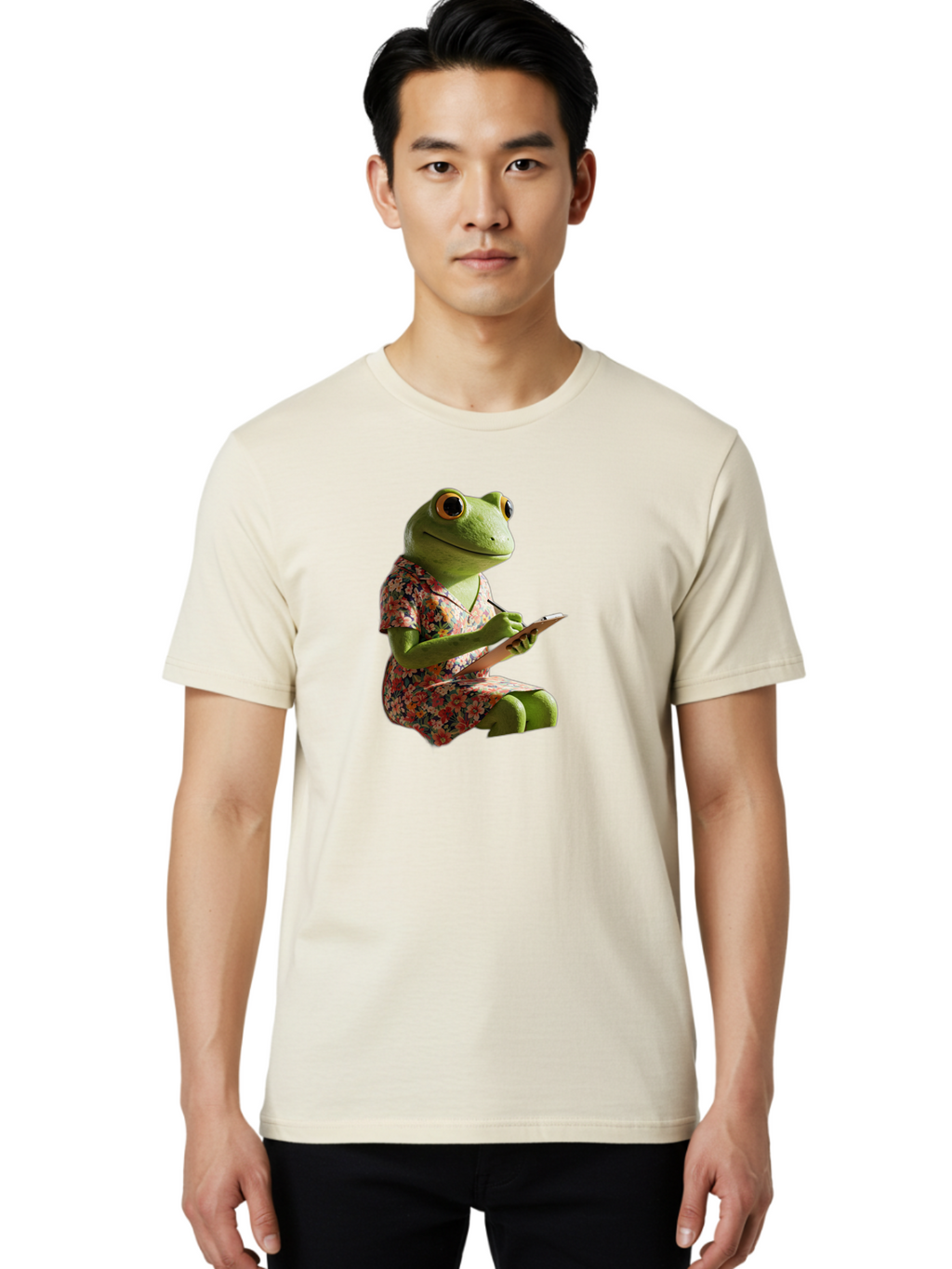 Frog-In-Floral-Dress Men'S Graphic Tee, 100% Cotton, Comfortable Casual Summer Wear, Machine Washable, Vintage Camera, Old Camera, Antique Camera, Black Camera, Classic Photography, Photography Equipment, Nostalgic Device, Film Camera, Bao440
