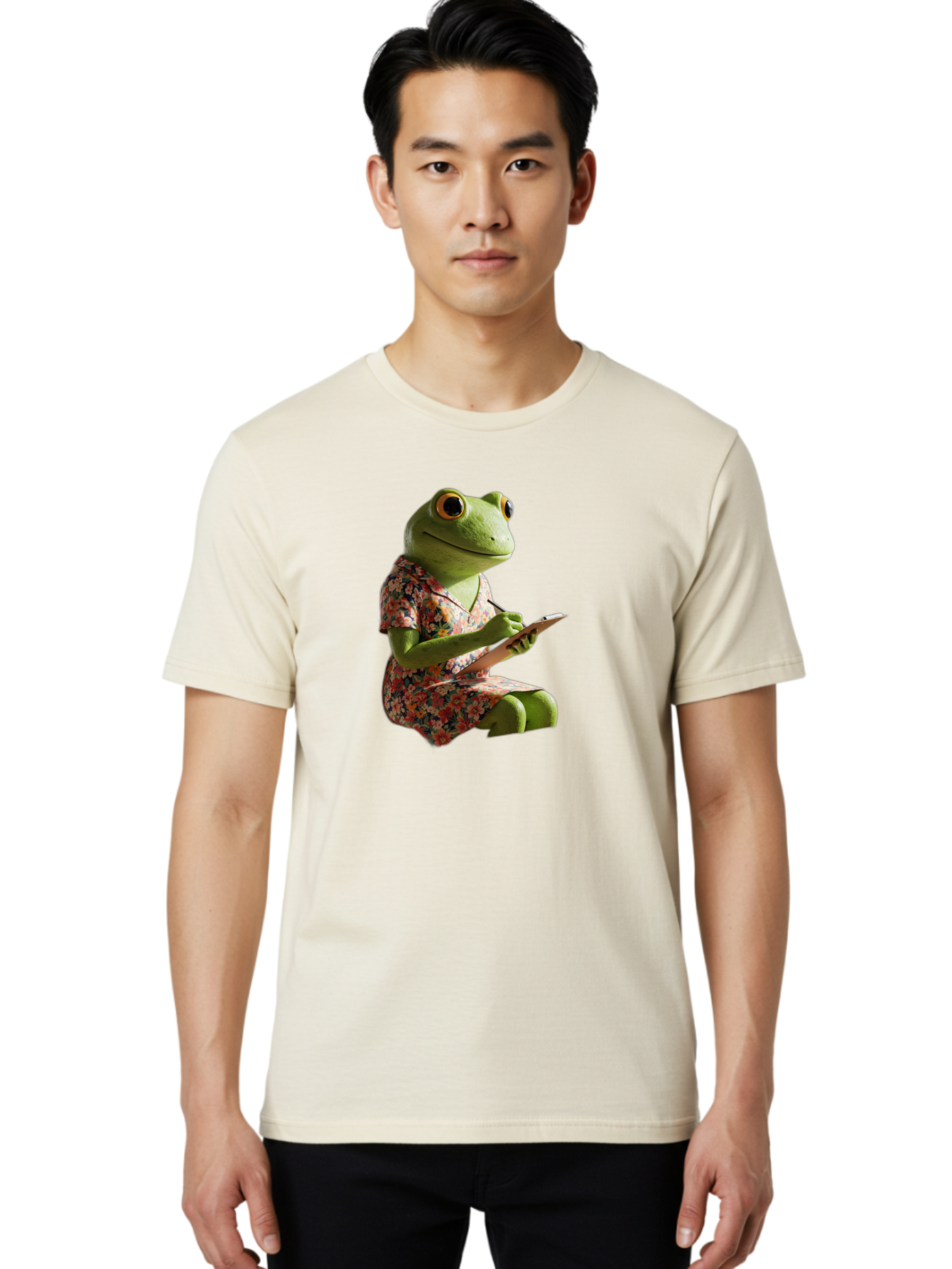 Frog-In-Floral-Dress Men'S Graphic Tee, 100% Cotton, Comfortable Casual Summer Wear, Machine Washable, Vintage Camera, Old Camera, Antique Camera, Black Camera, Classic Photography, Photography Equipment, Nostalgic Device, Film Camera, Bao440