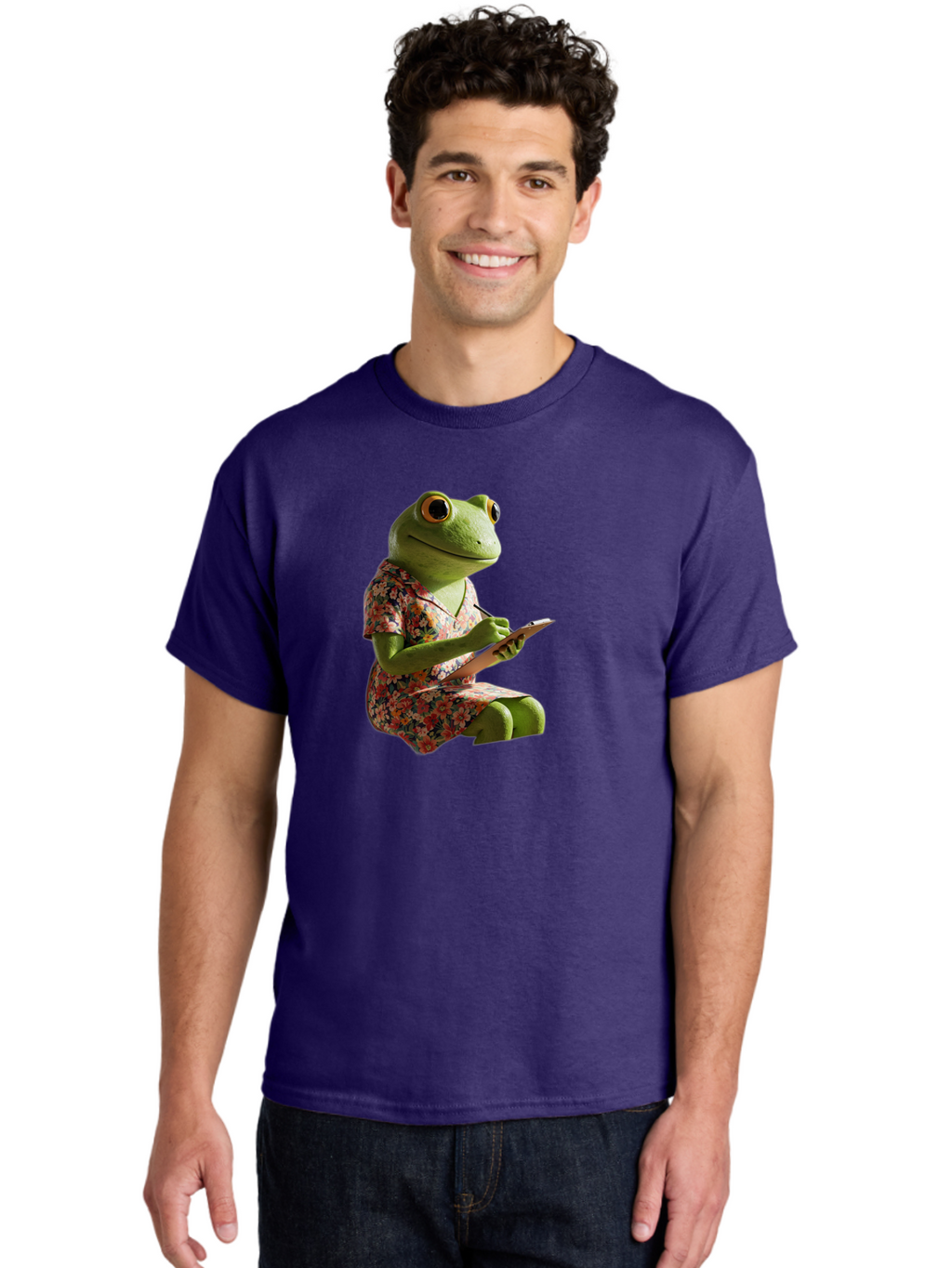 Frog-In-Floral-Dress Men'S Graphic Tee, 100% Cotton, Comfortable Casual Summer Wear, Machine Washable, Vintage Camera, Old Camera, Antique Camera, Black Camera, Classic Photography, Photography Equipment, Nostalgic Device, Film Camera, Bao440