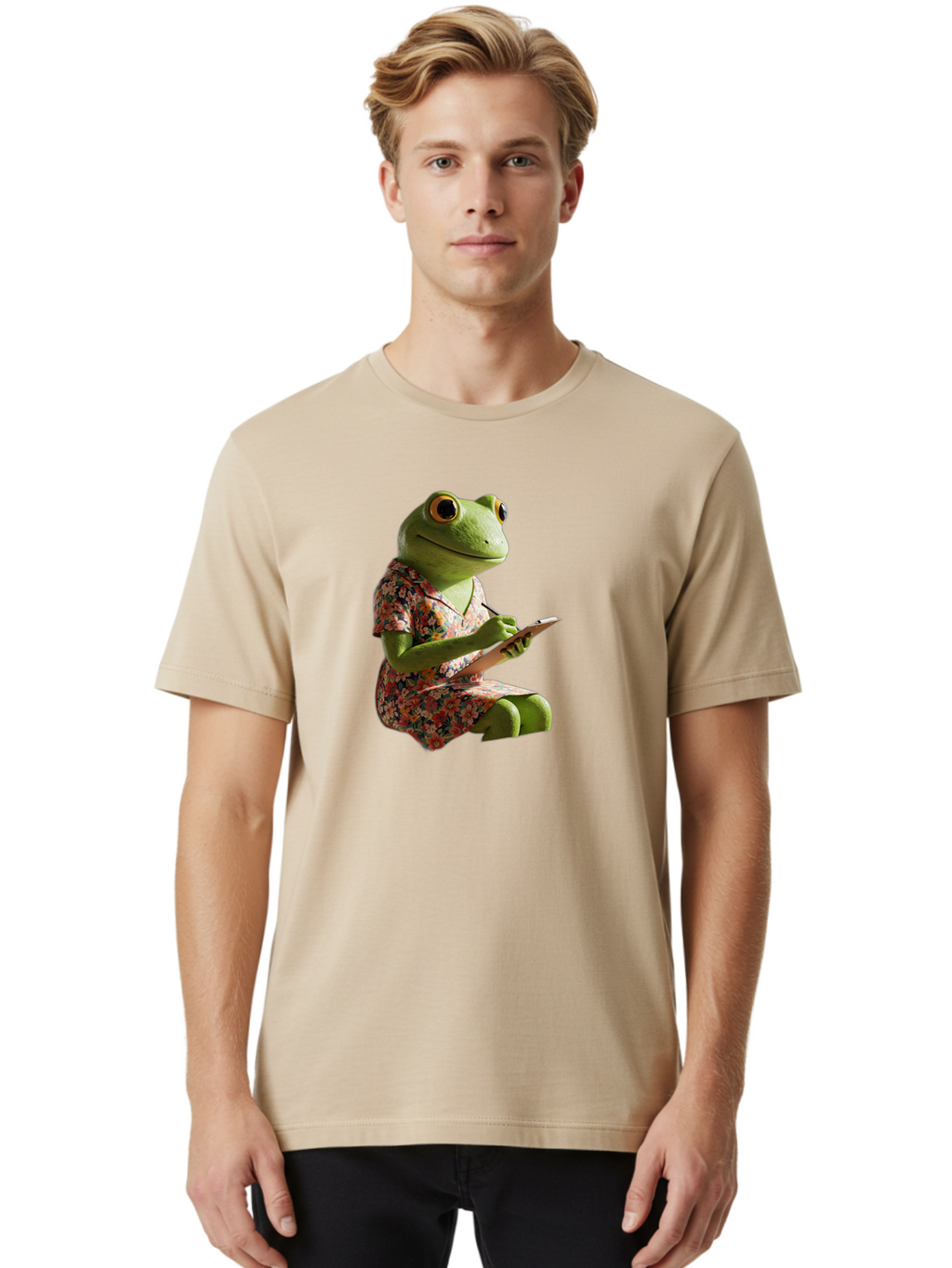 Frog-In-Floral-Dress Men'S Graphic Tee, 100% Cotton, Comfortable Casual Summer Wear, Machine Washable, Vintage Camera, Old Camera, Antique Camera, Black Camera, Classic Photography, Photography Equipment, Nostalgic Device, Film Camera, Bao440