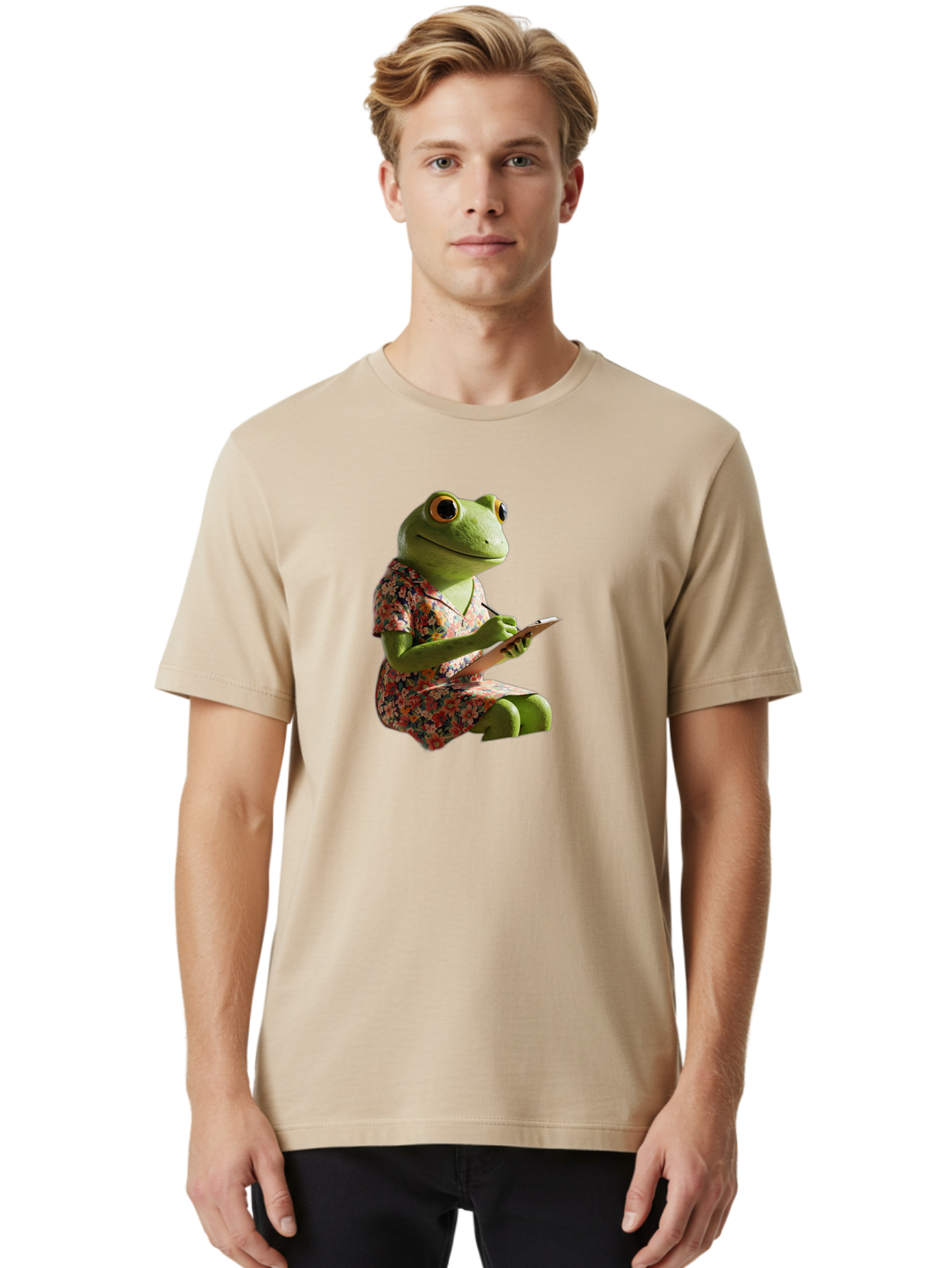 Frog-In-Floral-Dress Men'S Graphic Tee, 100% Cotton, Comfortable Casual Summer Wear, Machine Washable, Vintage Camera, Old Camera, Antique Camera, Black Camera, Classic Photography, Photography Equipment, Nostalgic Device, Film Camera, Bao440