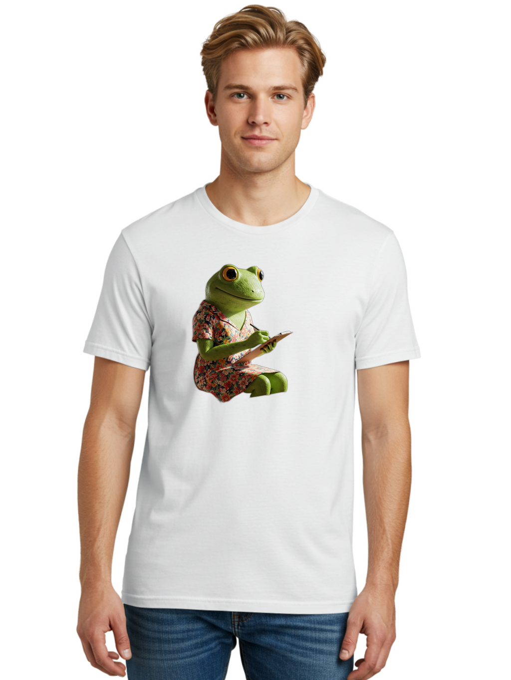 Frog-In-Floral-Dress Men'S Graphic Tee, 100% Cotton, Comfortable Casual Summer Wear, Machine Washable, Vintage Camera, Old Camera, Antique Camera, Black Camera, Classic Photography, Photography Equipment, Nostalgic Device, Film Camera, Bao440