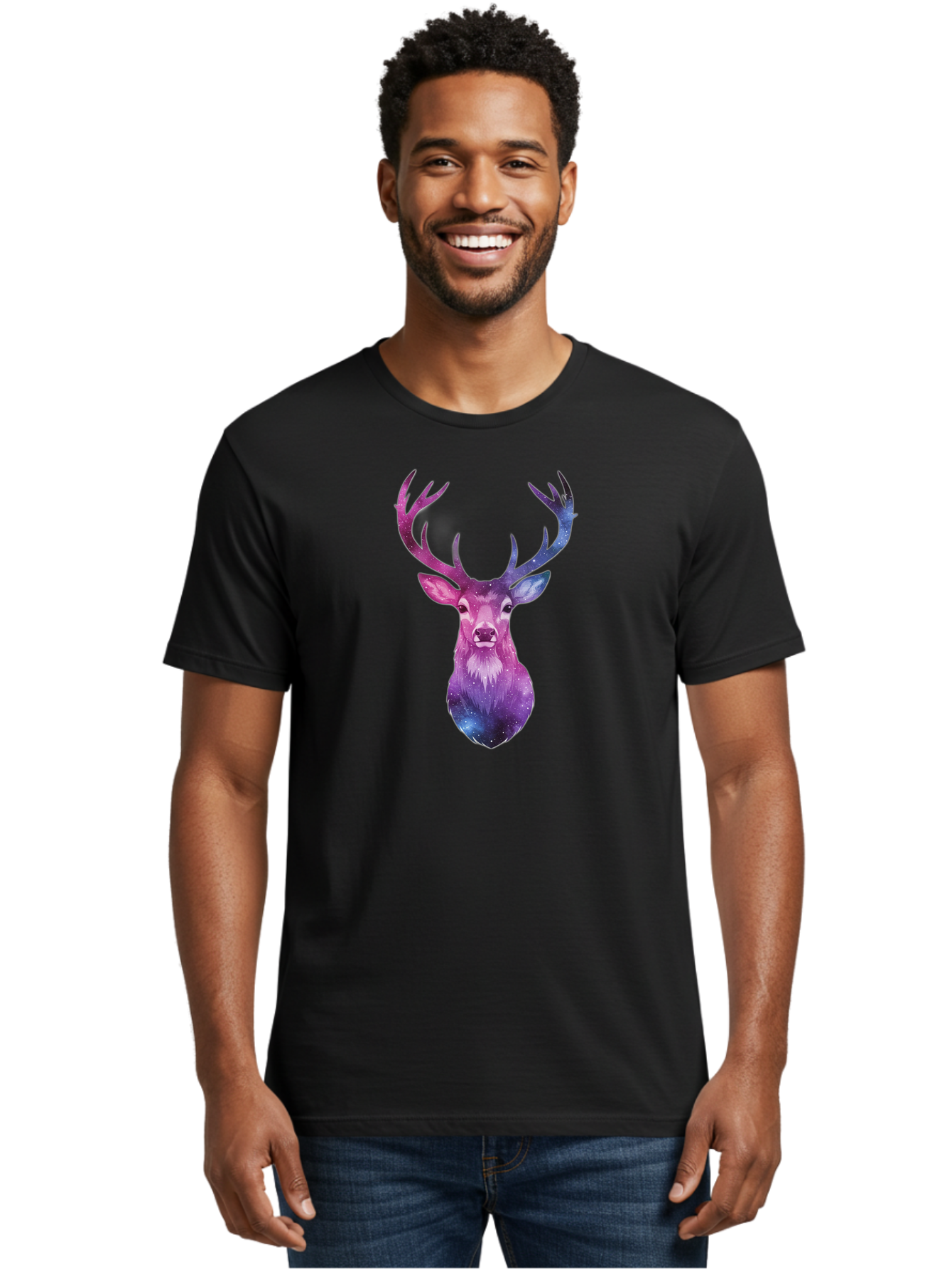 Galaxy-Deer-Head Men'S Graphic Tee, 100% Cotton, Comfortable Casual Summer Wear, Machine Washable, Vintage Camera, Old Camera, Antique Camera, Black Camera, Classic Photography, Photography Equipment, Nostalgic Device, Film Camera, Camera Art Bao448